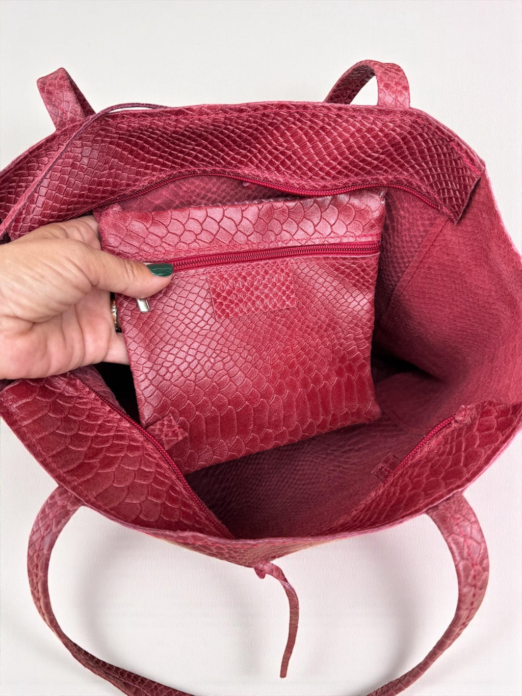 Embossed Genuine leather Ruby Tote shopper bag