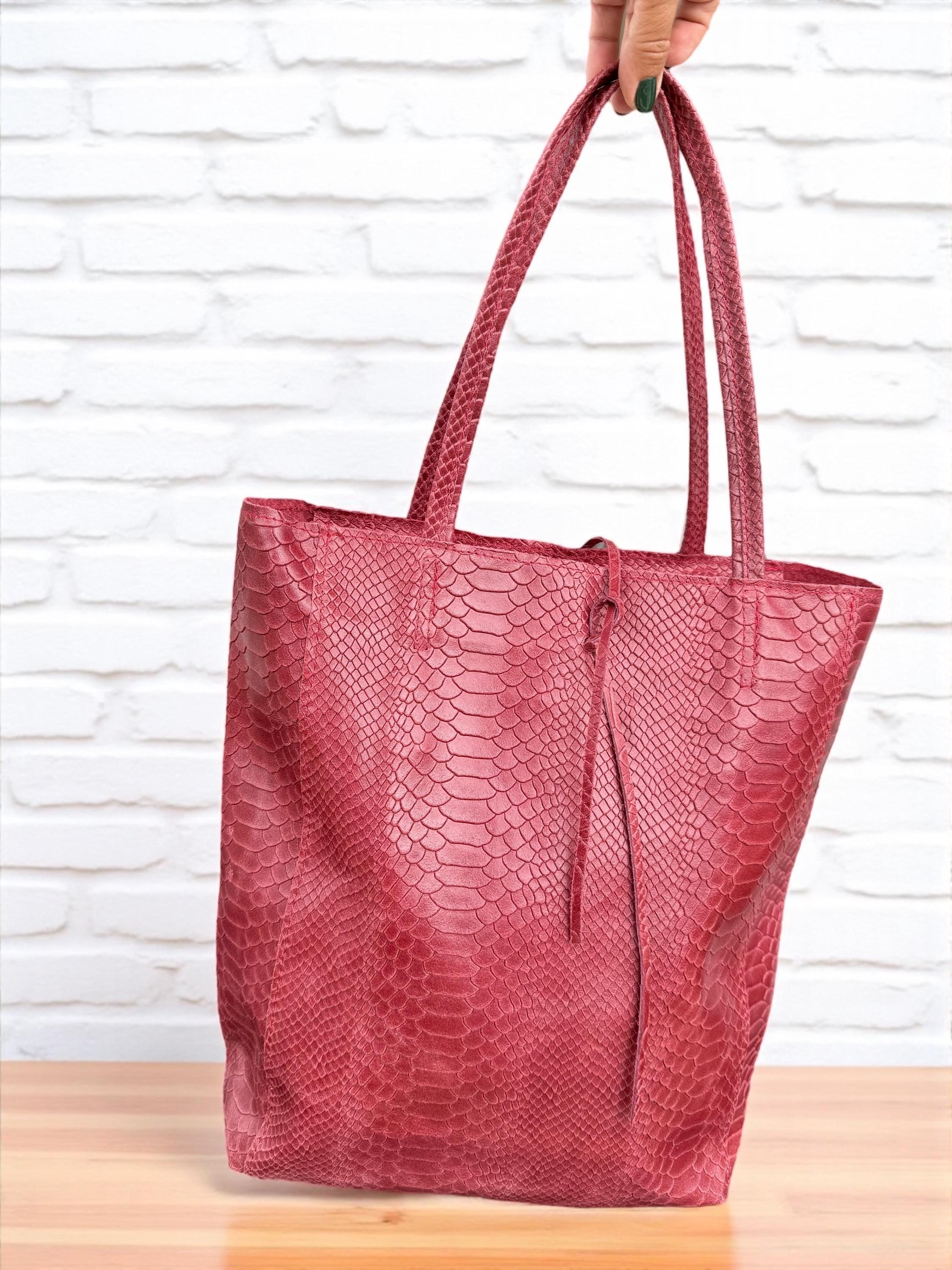Embossed Genuine leather Ruby Tote shopper bag