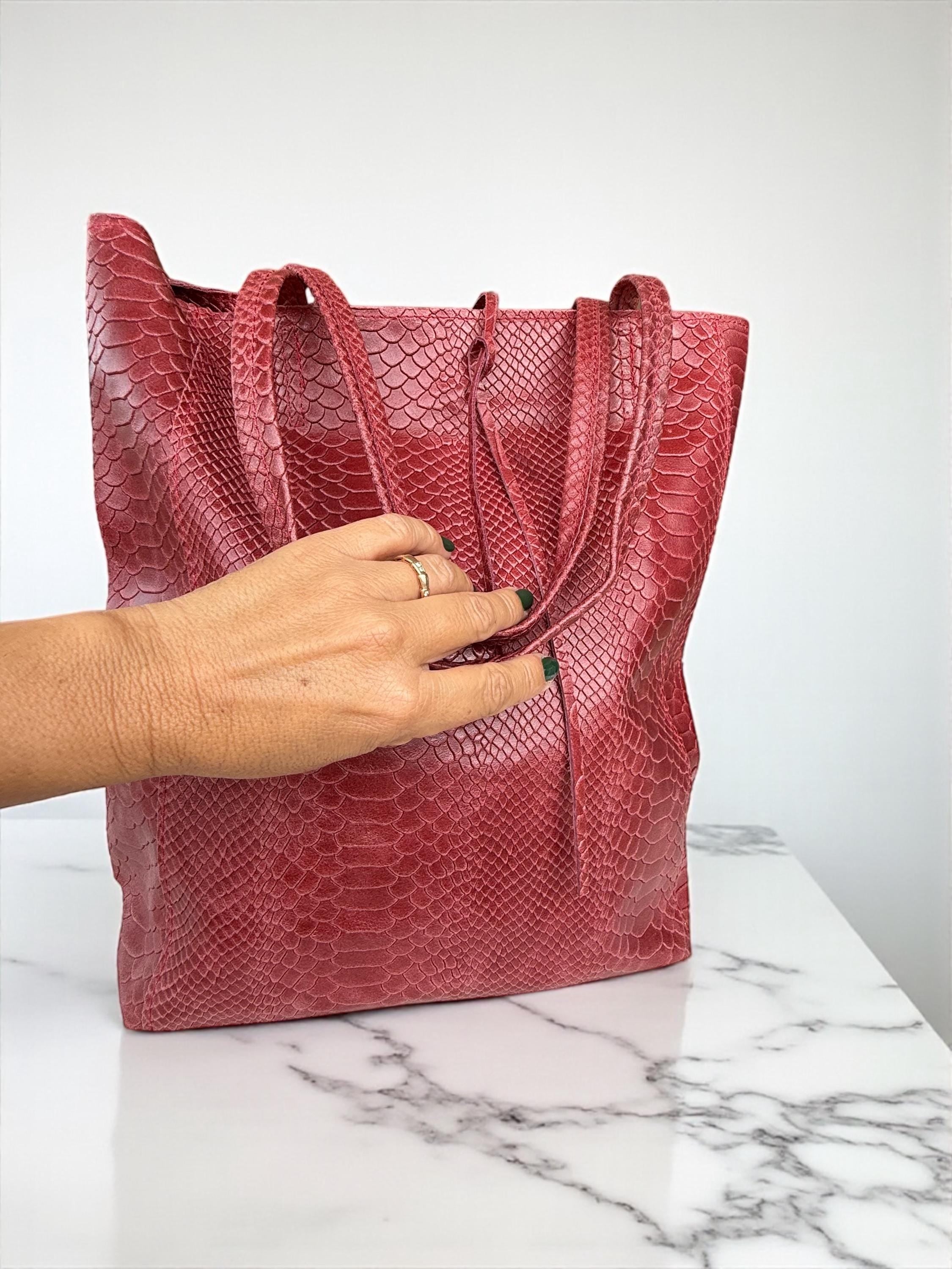 Embossed Genuine leather Ruby Tote shopper bag