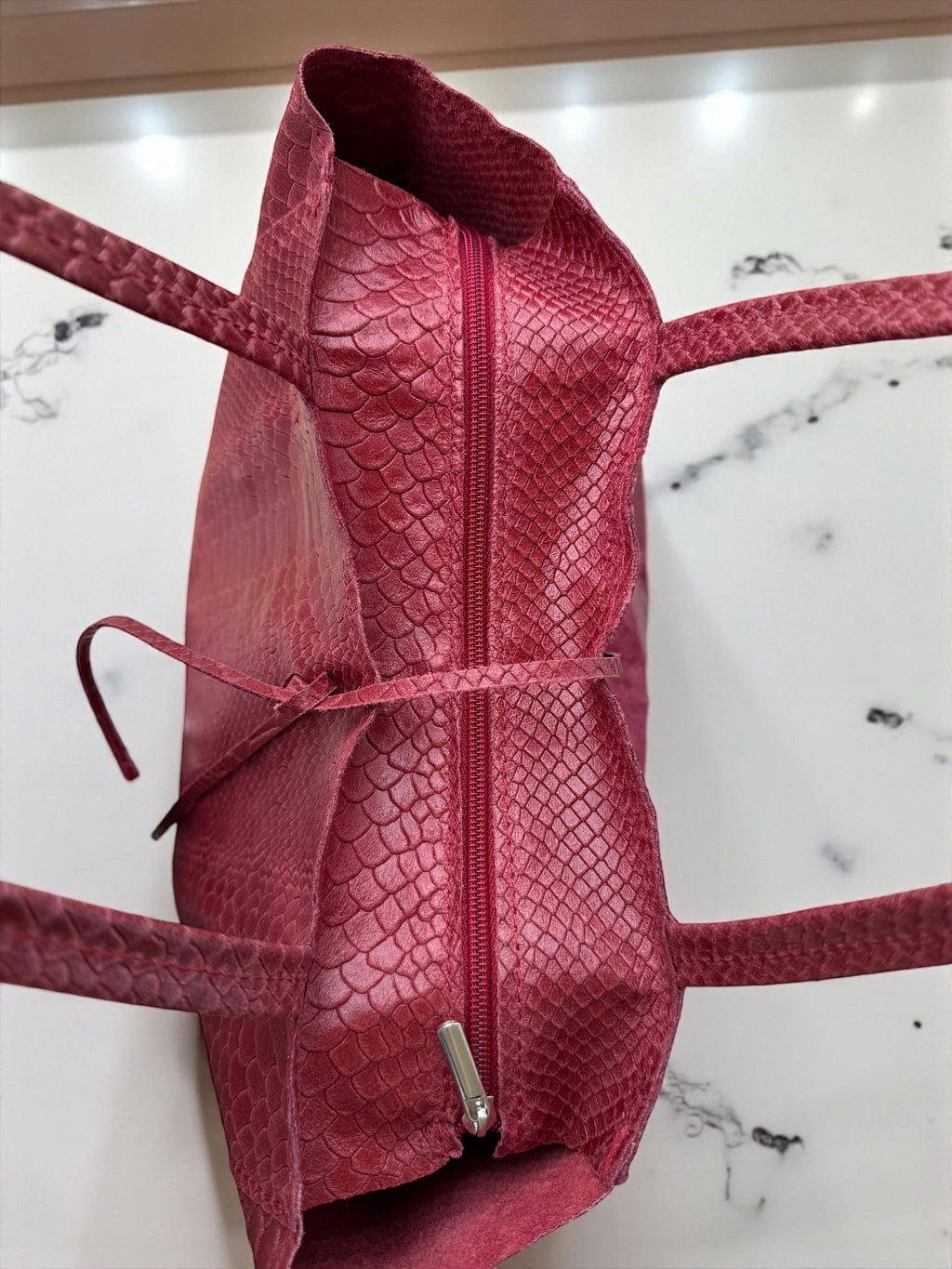 Embossed Genuine leather Ruby Tote shopper bag