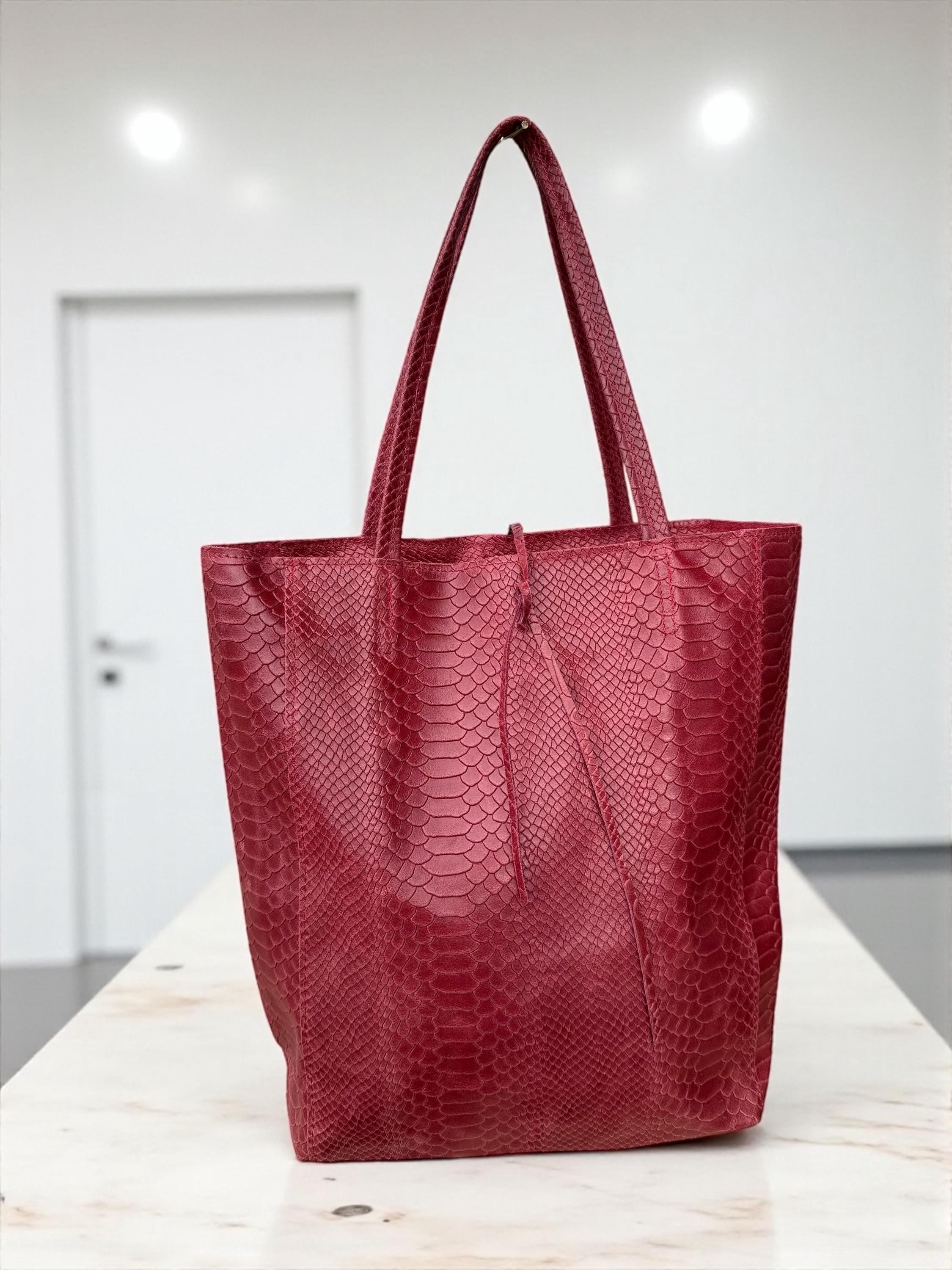 Embossed Genuine leather Ruby Tote shopper bag