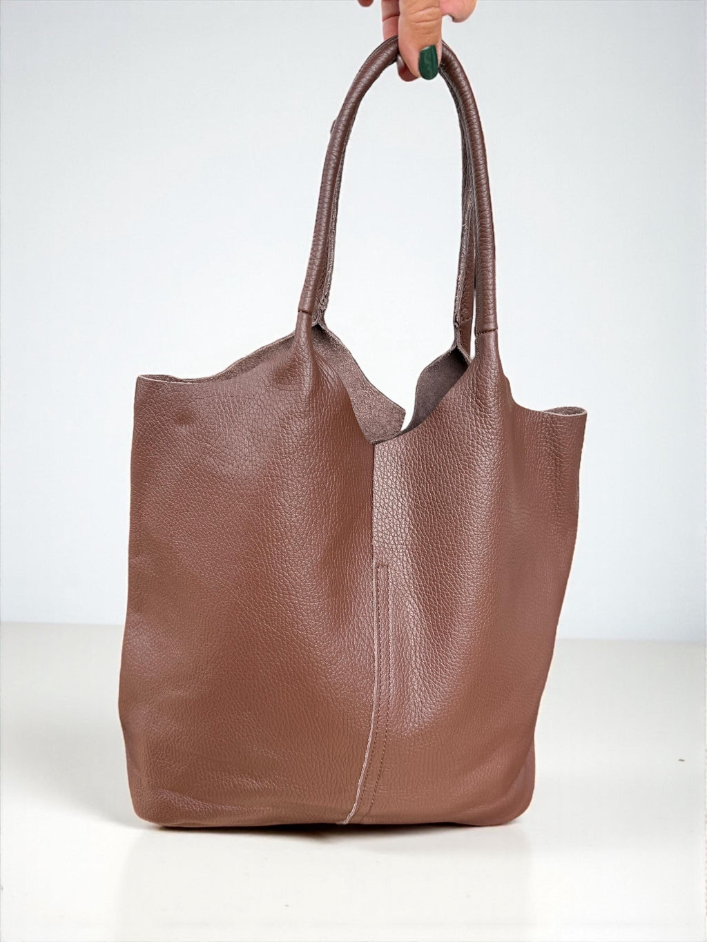 Soft Genuine Leather Gold Tote
