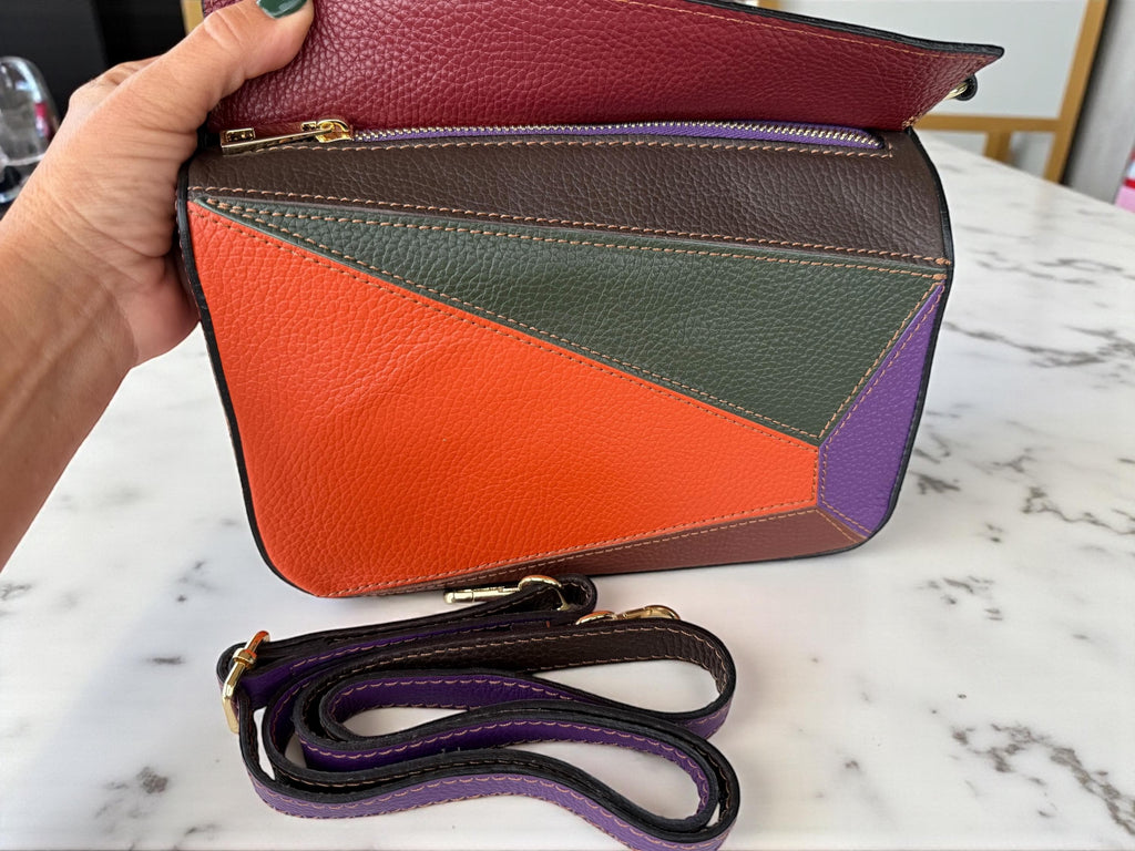 Genuine Leather Multicolor Handbag