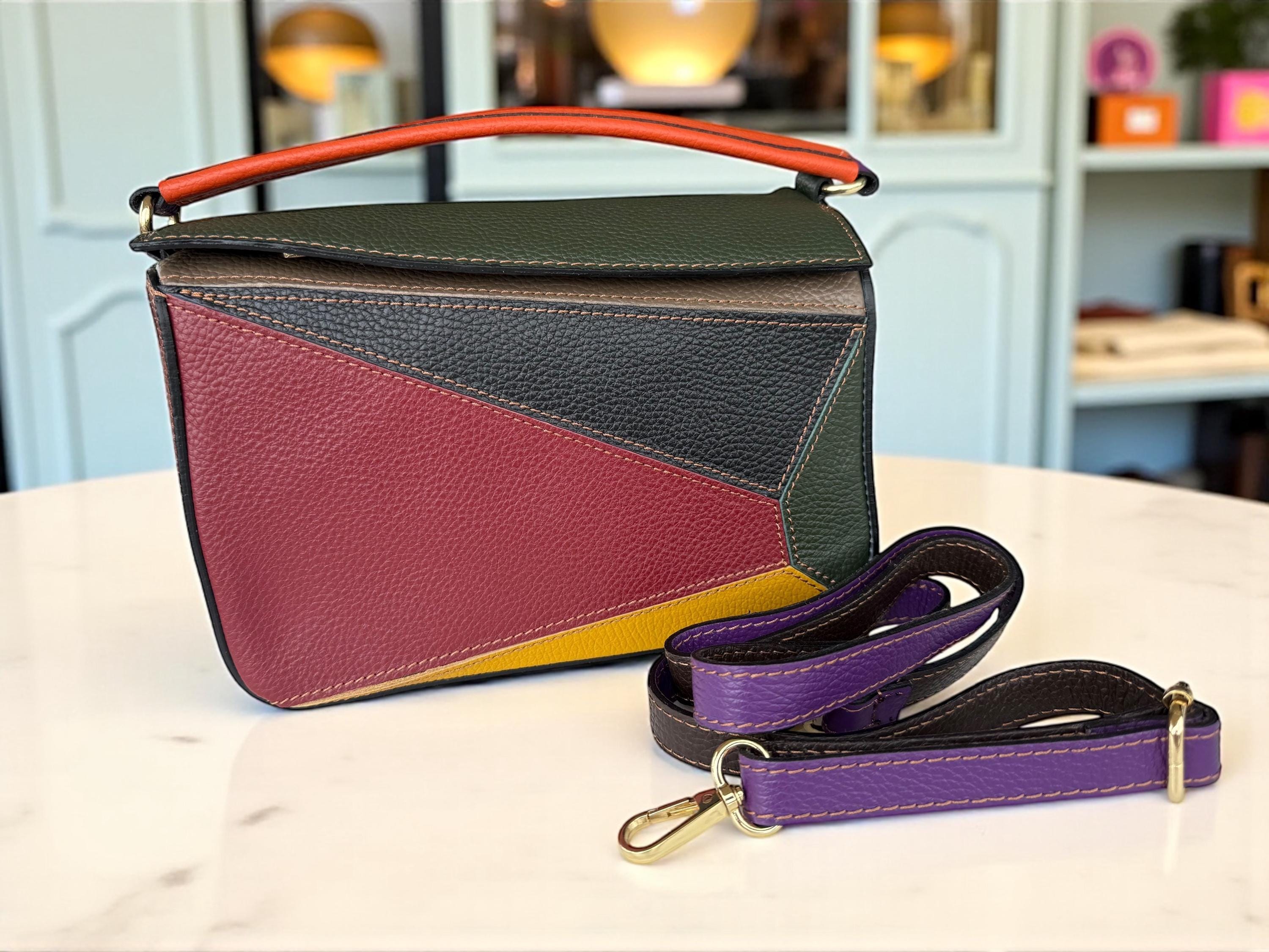 Genuine Leather Multicolor Handbag