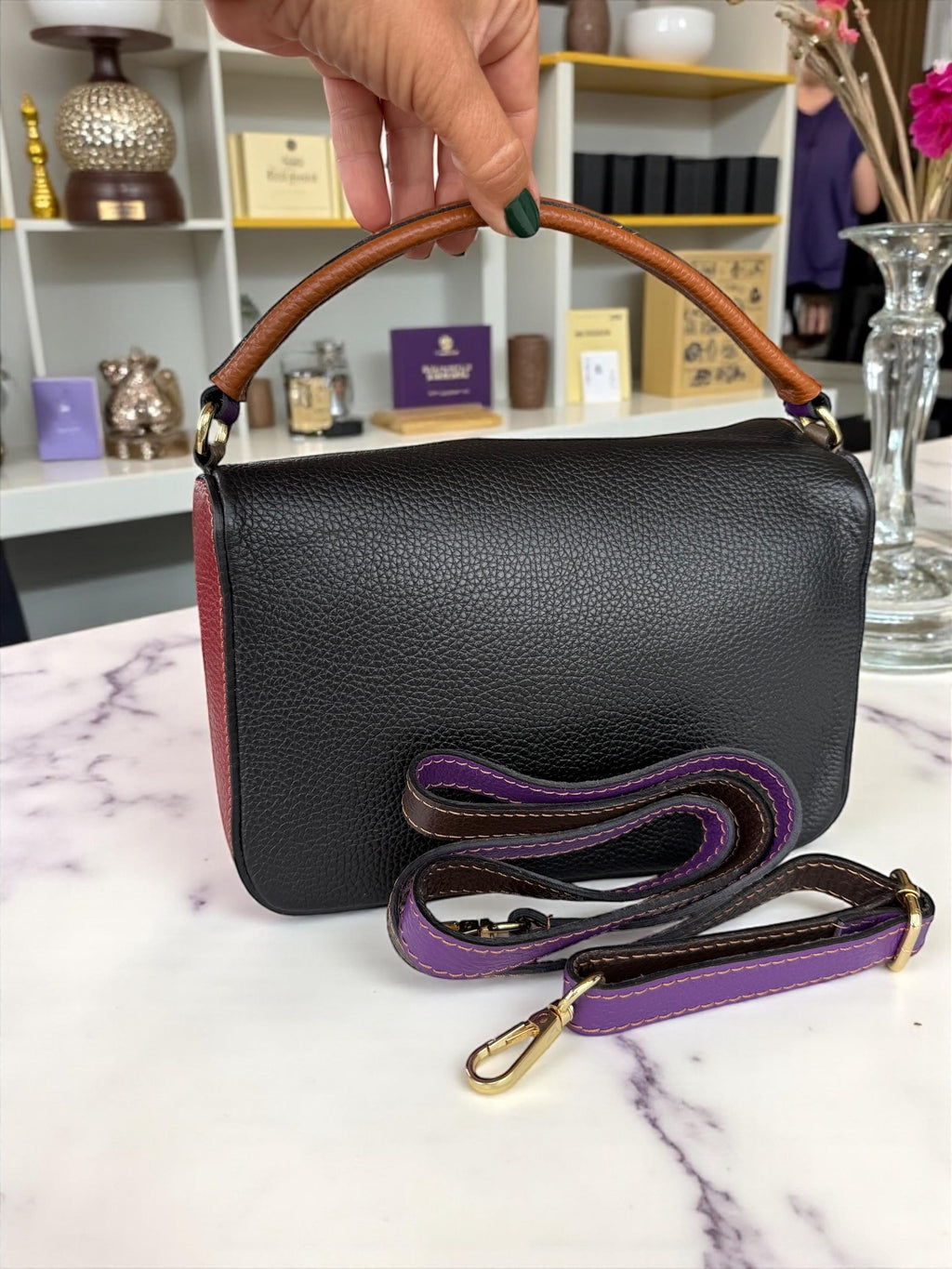 Genuine Leather Multicolor Handbag