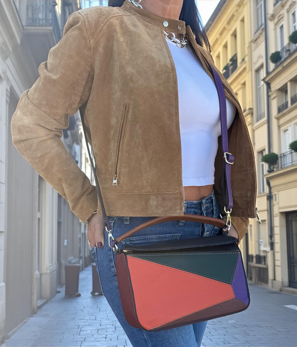 Genuine Leather Multicolor Handbag