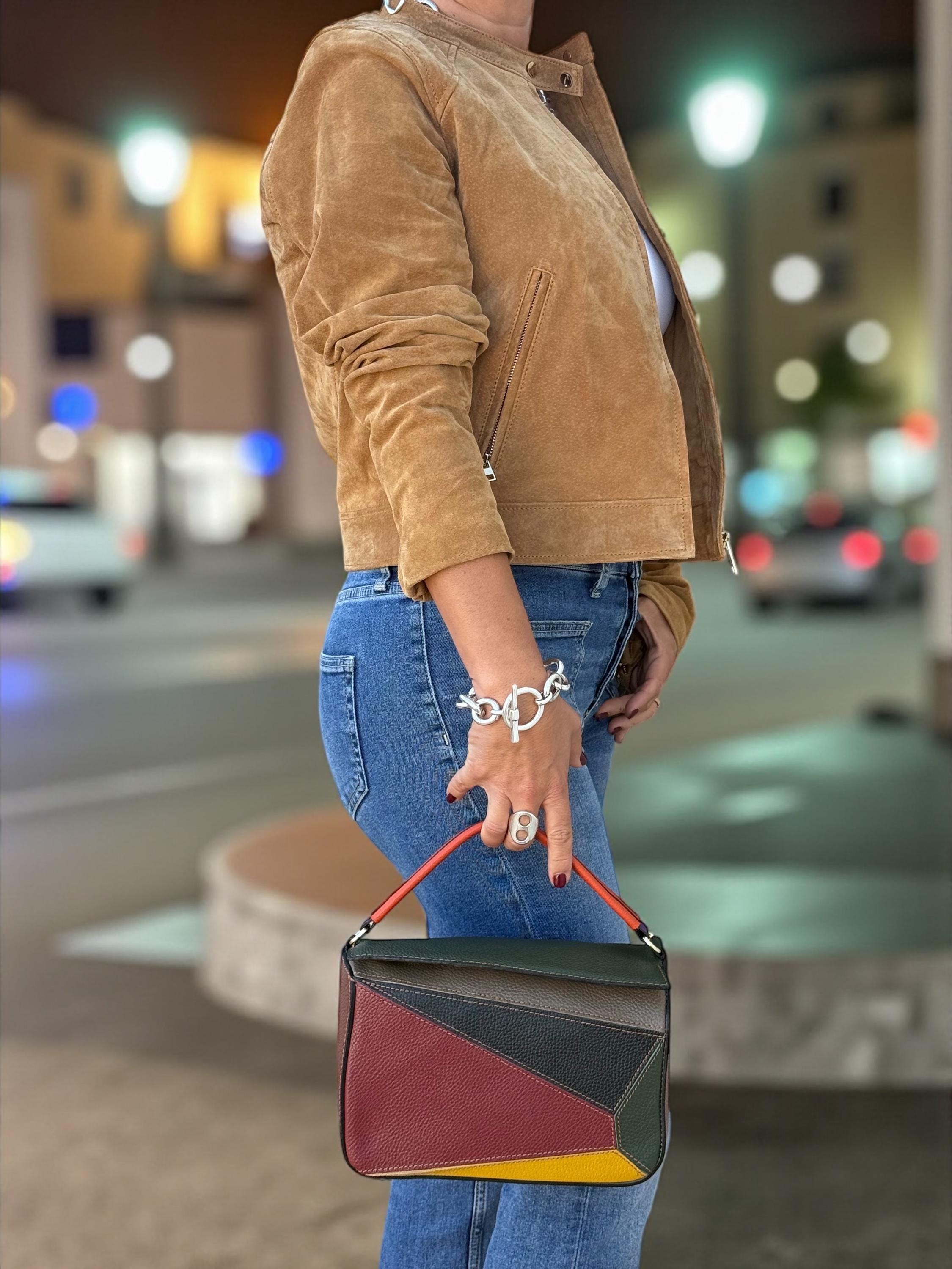 Genuine Leather Multicolor Handbag