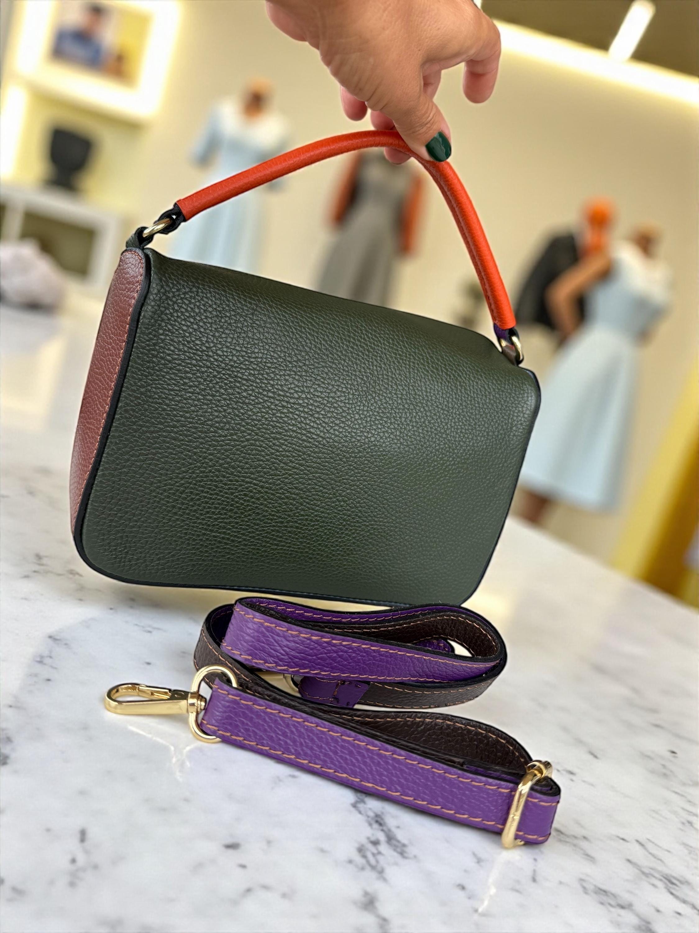 Genuine Leather Multicolor Handbag