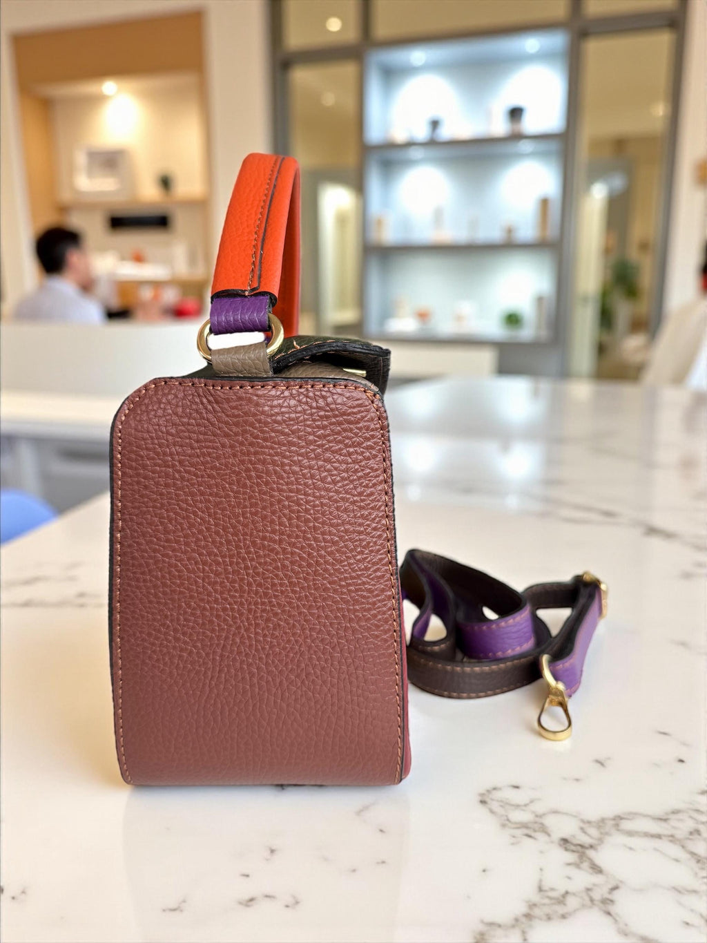 Genuine Leather Multicolor Handbag