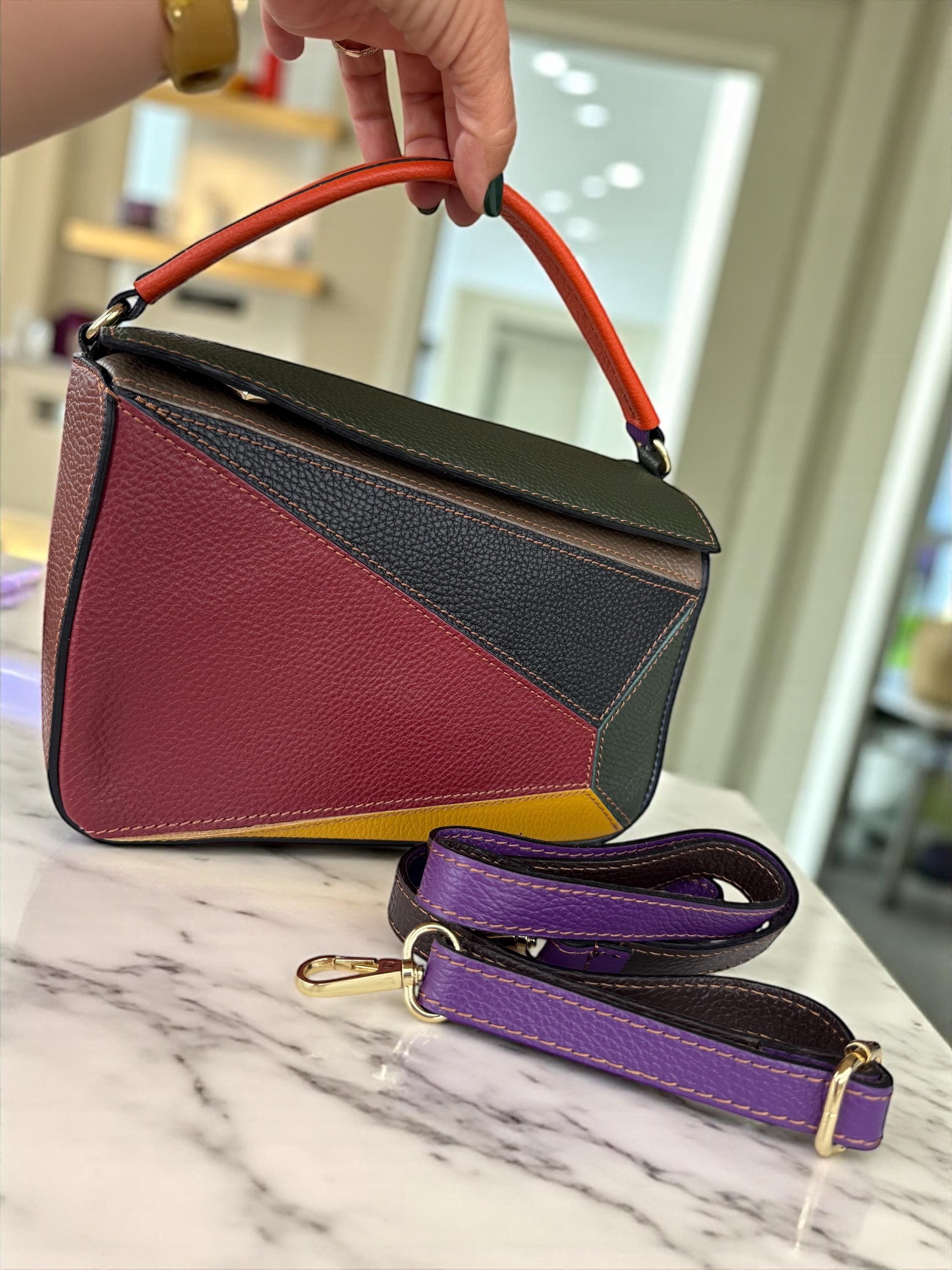 Genuine Leather Multicolor Handbag