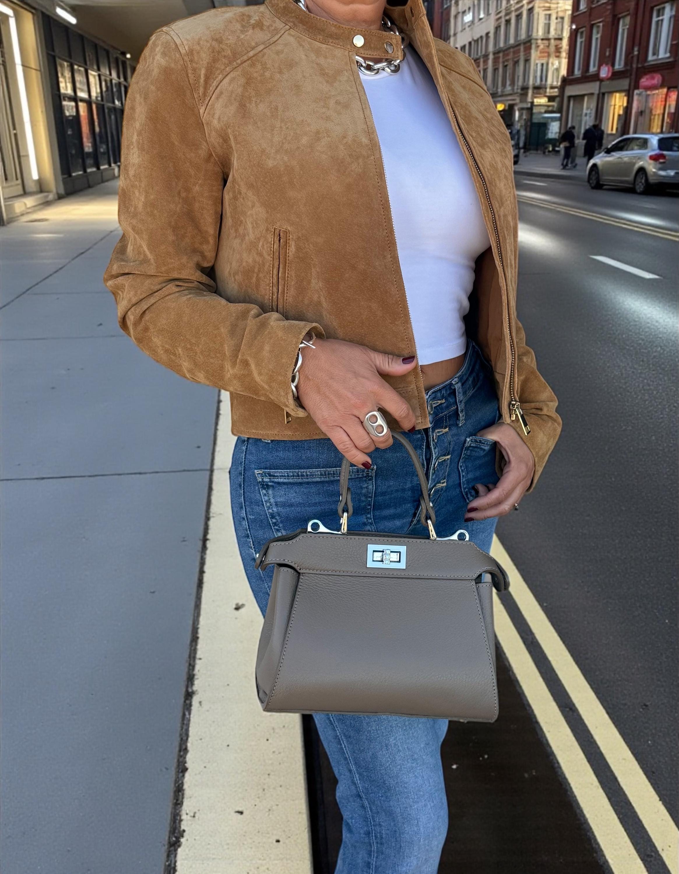 Pebble Leather Classic Toupe saddle handbag