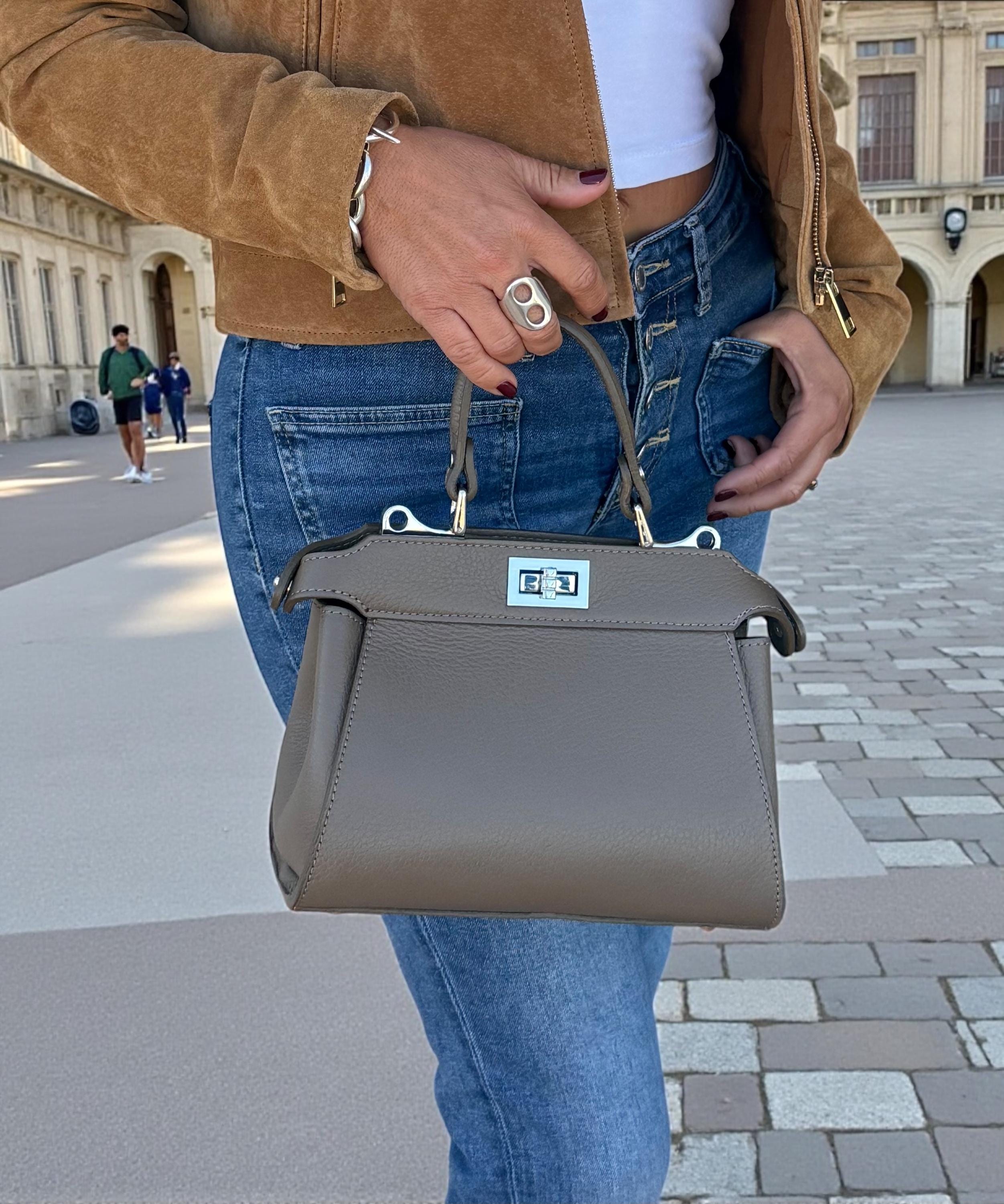 Pebble Leather Classic Toupe saddle handbag