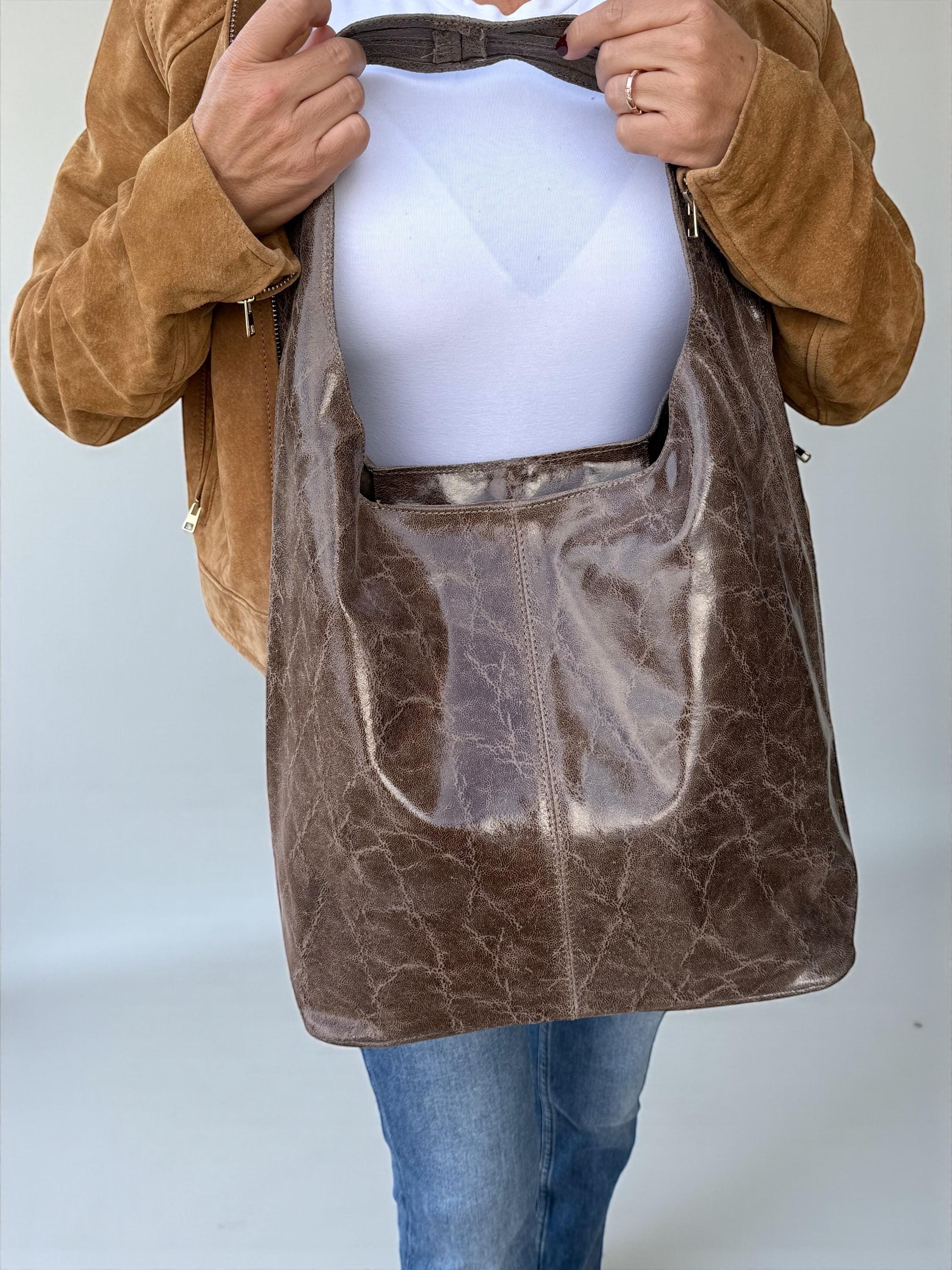 Slouchy Genuine Leather Brown hobo bag