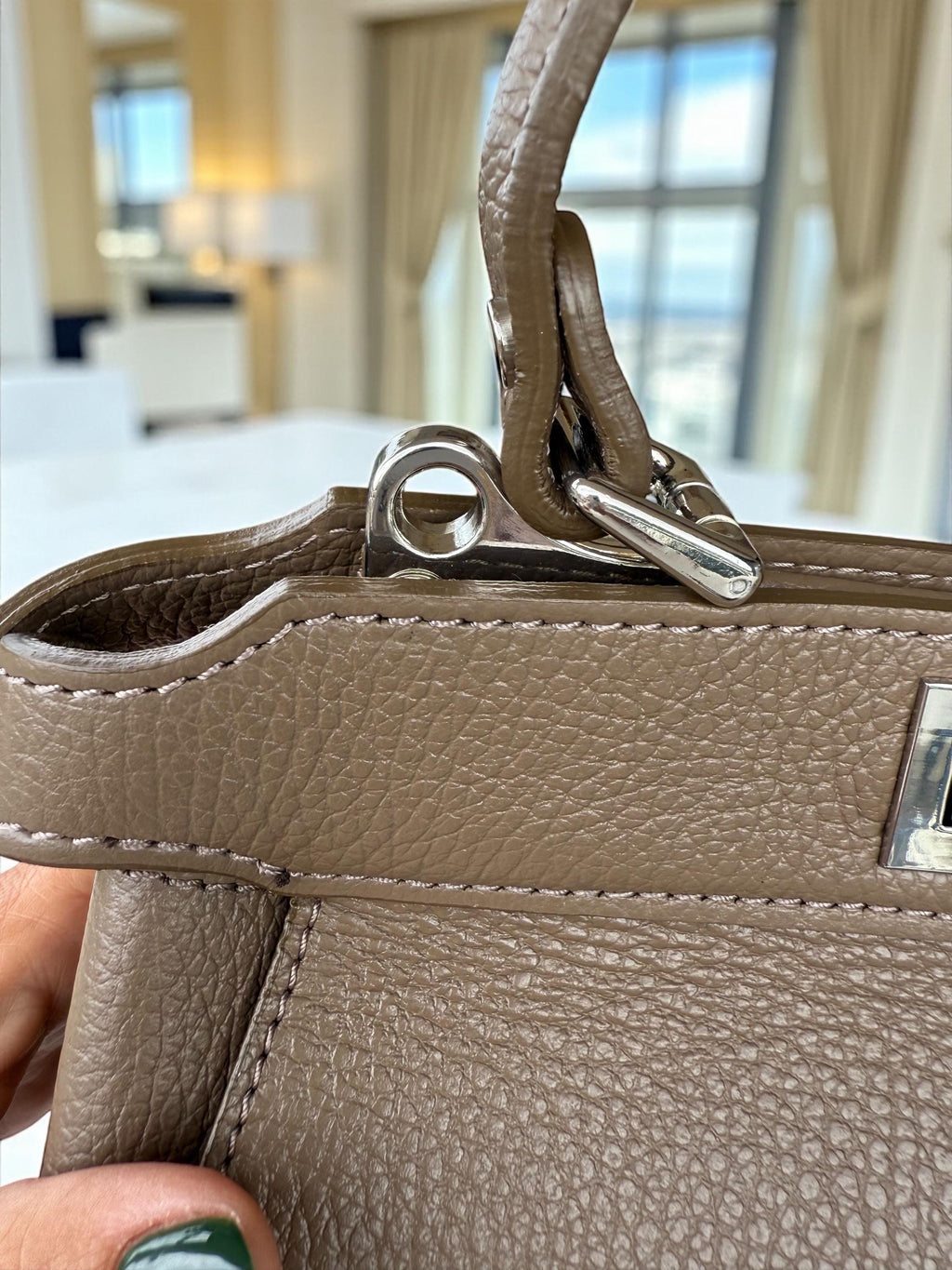 Pebble Leather Classic Toupe saddle handbag