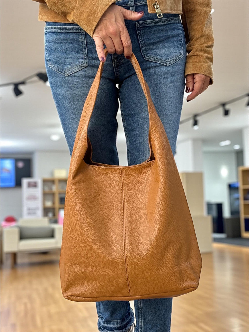 Camel Brown genuine Leather Large tote Bag