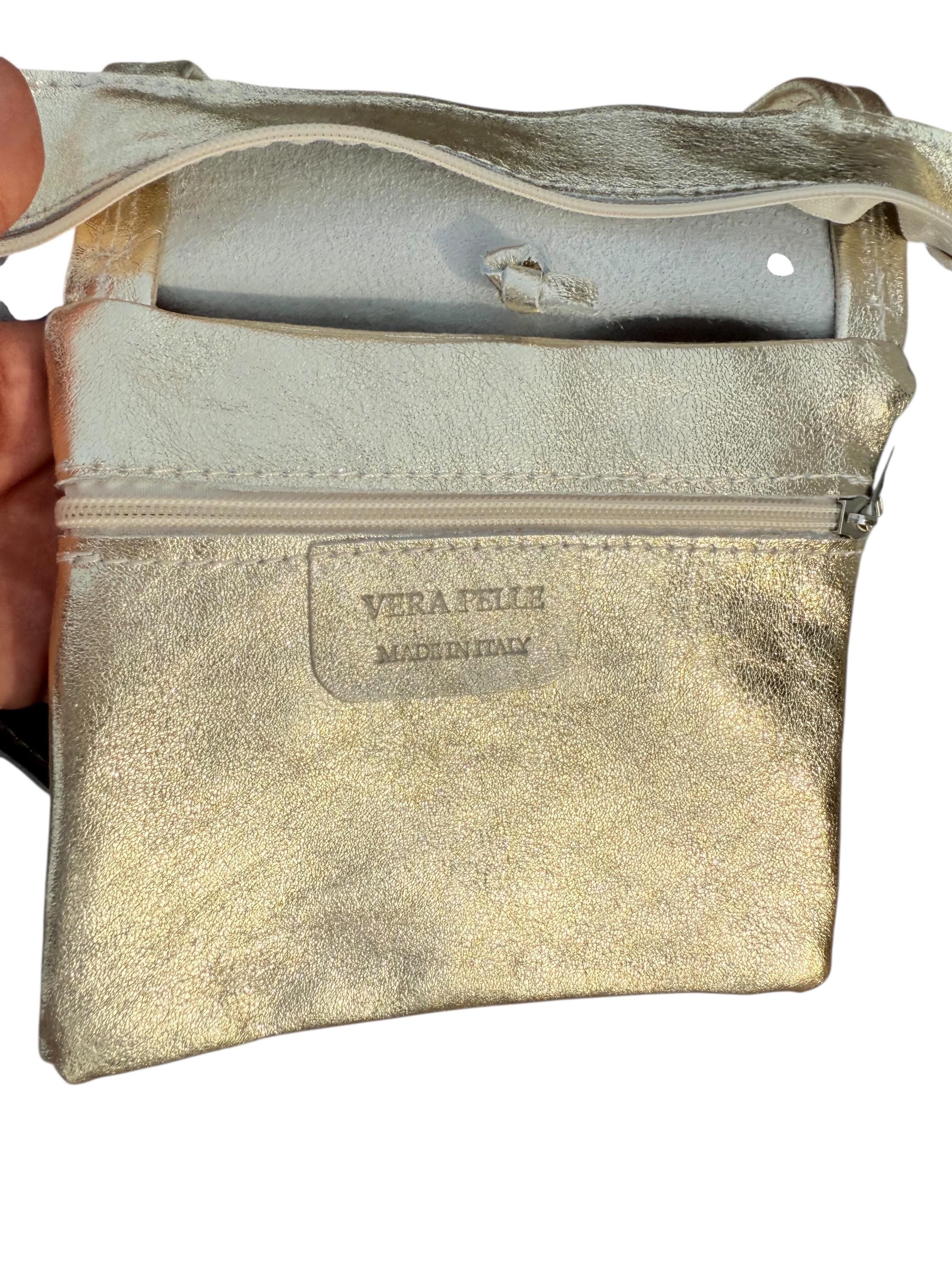 Large Metalic GenuineLeather Gold Tote Bag