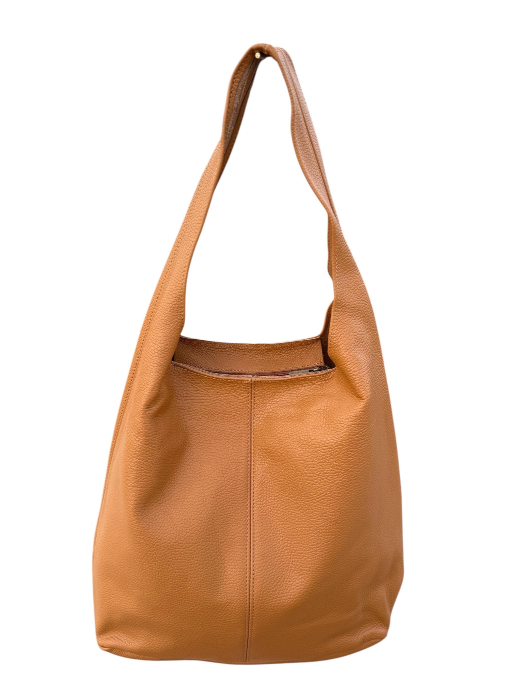 Black genuine Leather hobo Tote Bag