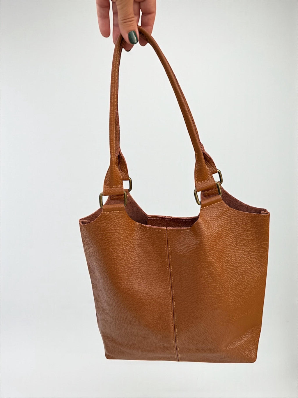 Genuine Leather Camel Brown shopper Bag
