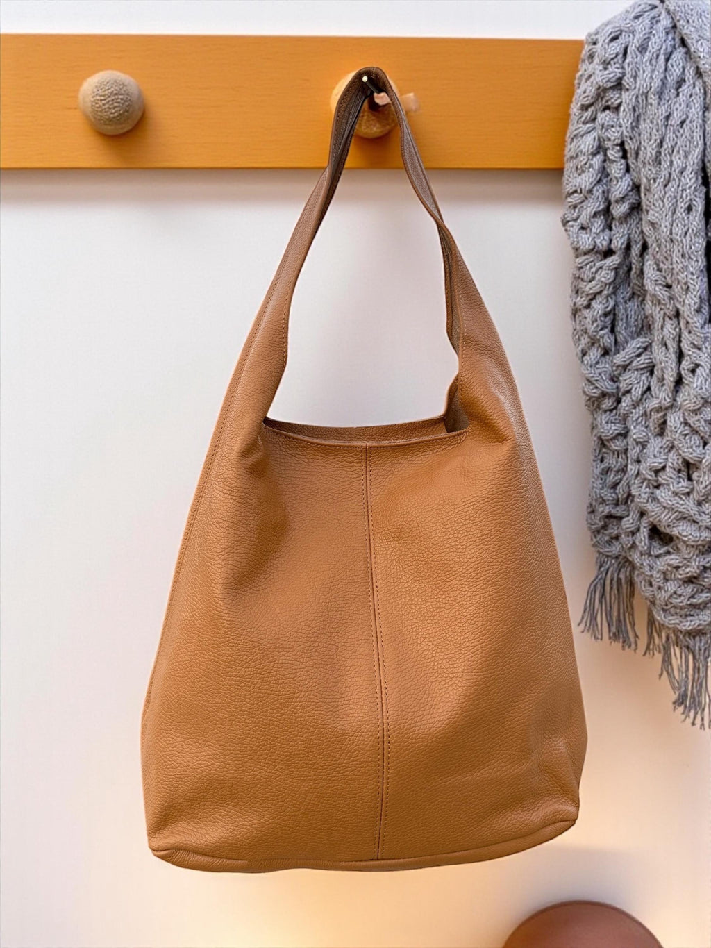Camel Brown genuine Leather Large tote Bag