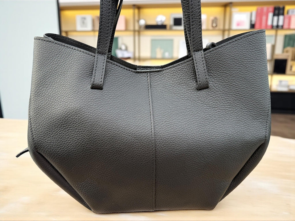 Pebbled Leather big size convertible trapezoidalShopper