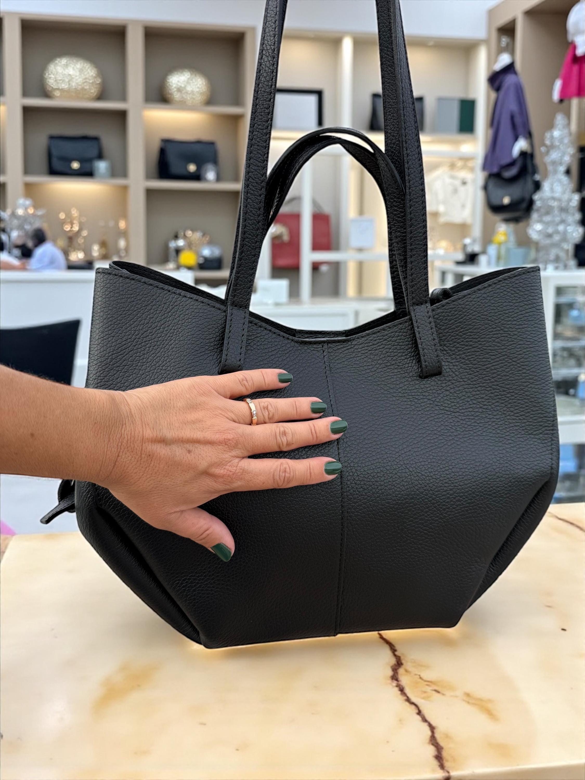 Pebbled Leather big size convertible trapezoidalShopper