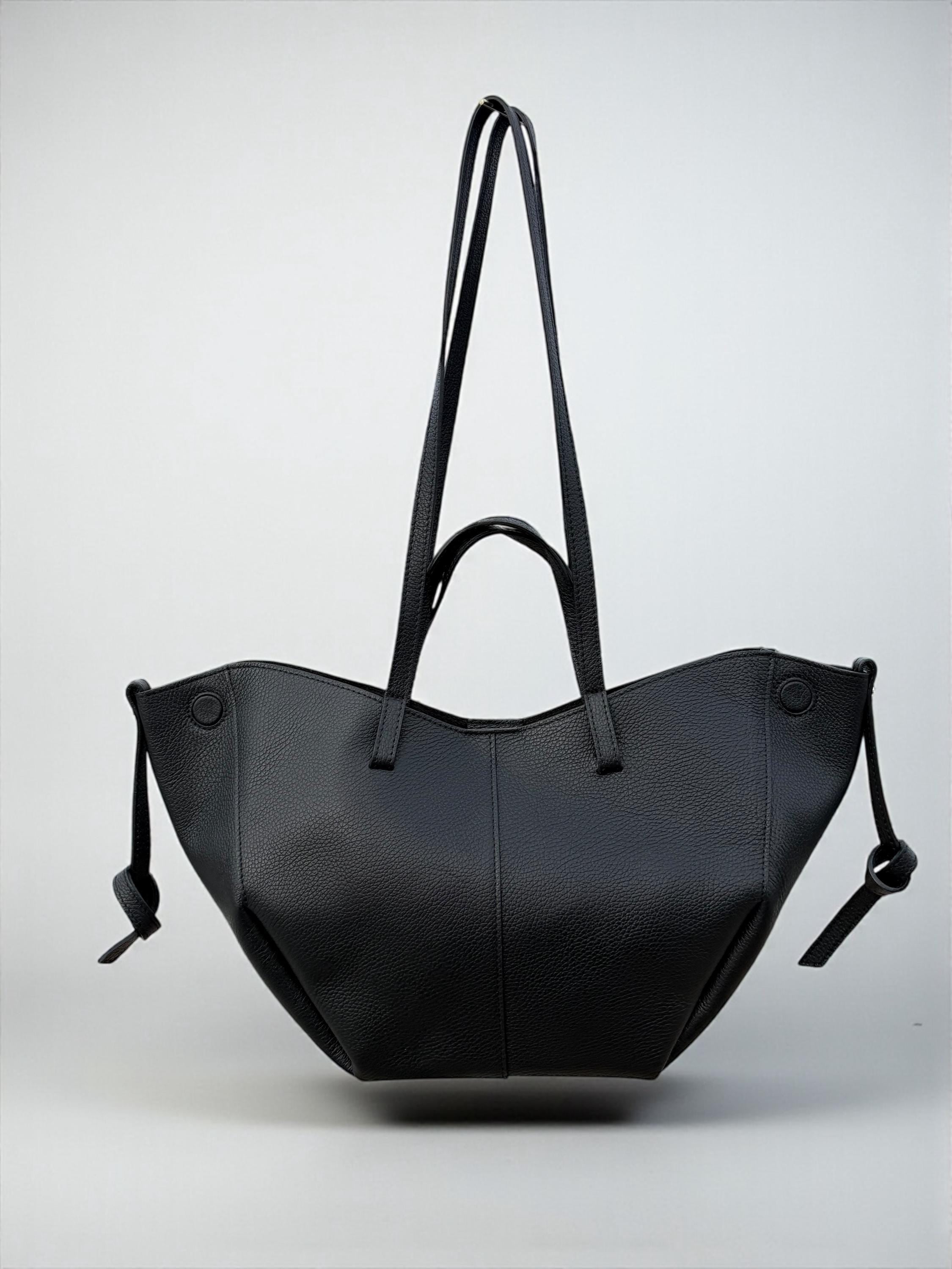 Pebbled Leather big size convertible trapezoidalShopper