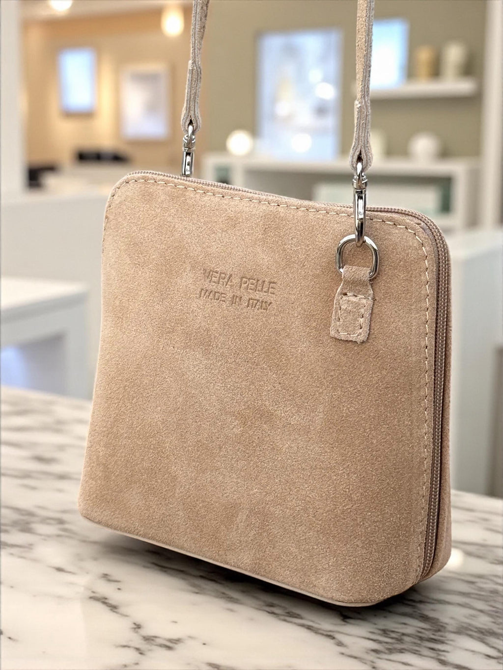 Taupe Suede Mini Bag