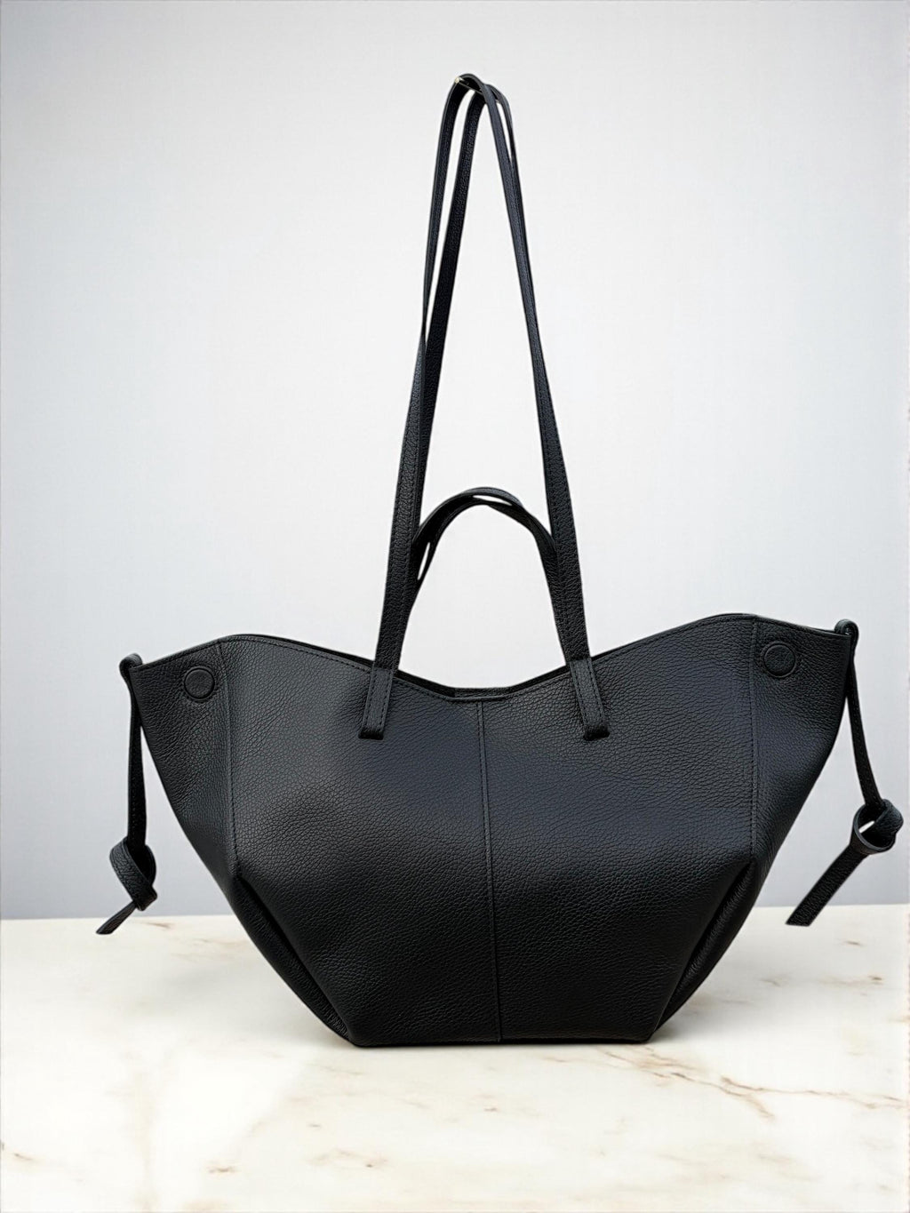 Pebbled Leather big size convertible trapezoidalShopper