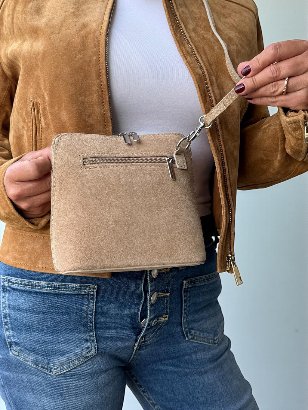 Taupe Suede Mini Bag