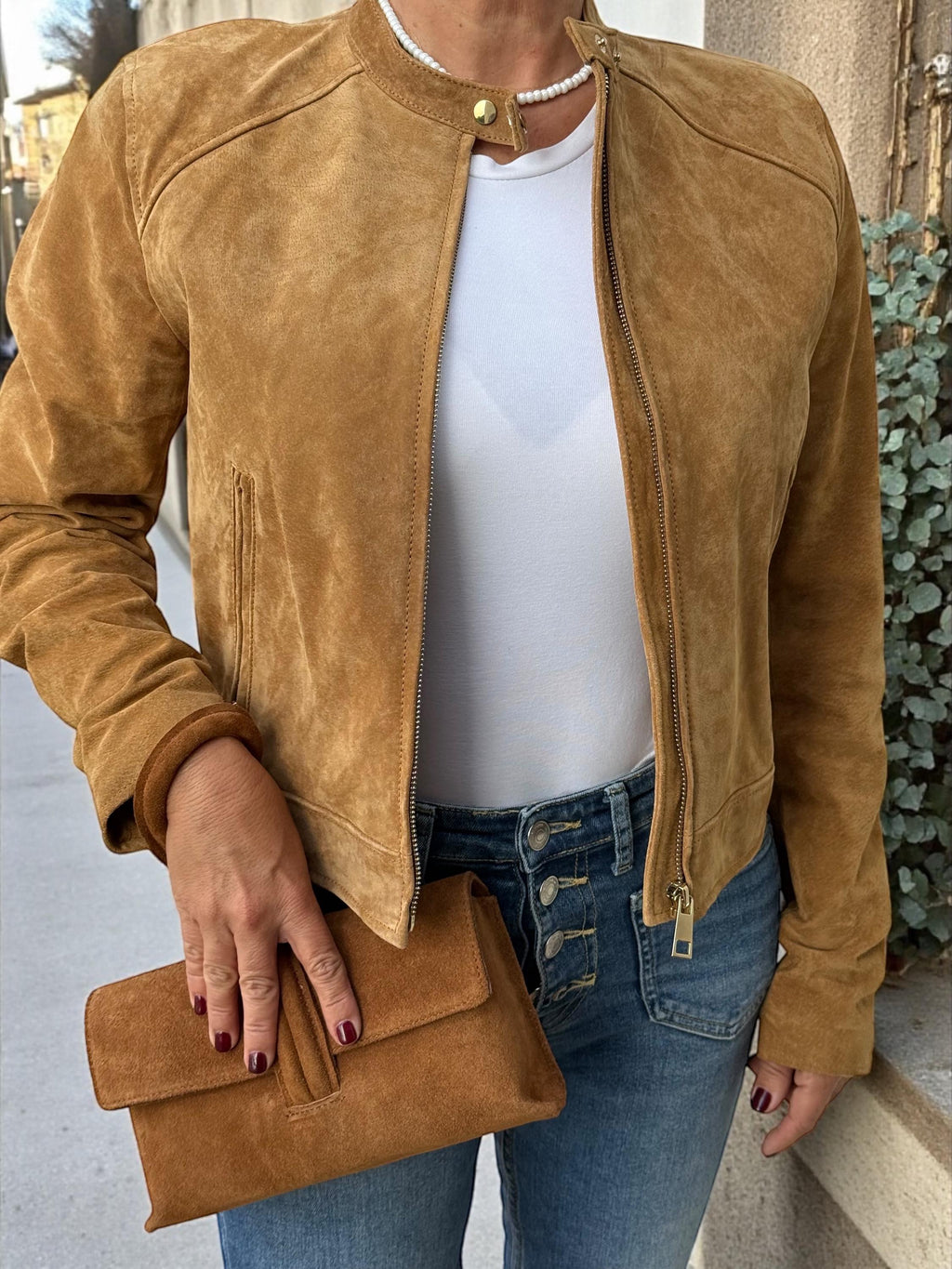 Camel suede Knot-Handled Handbag