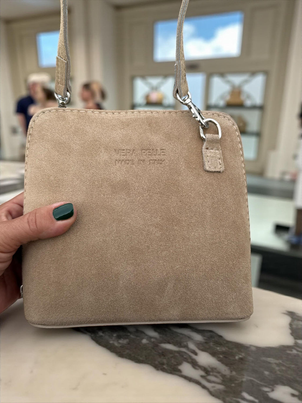 Taupe Suede Mini Bag