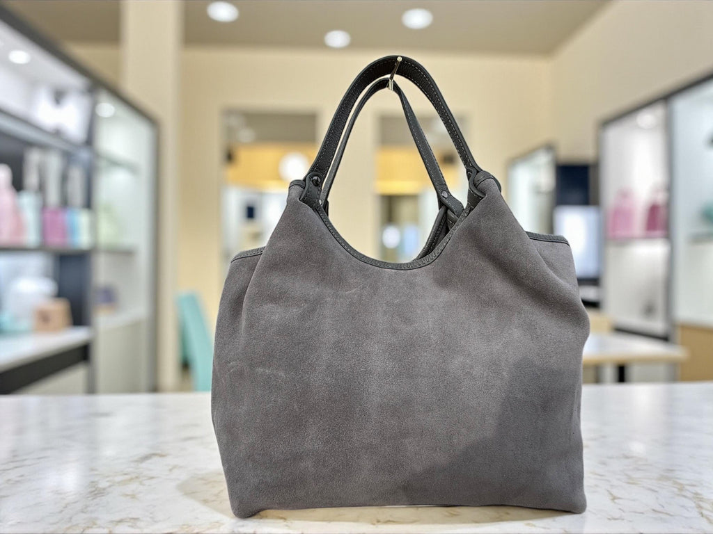 Grey Suede and leahter shopper Bag