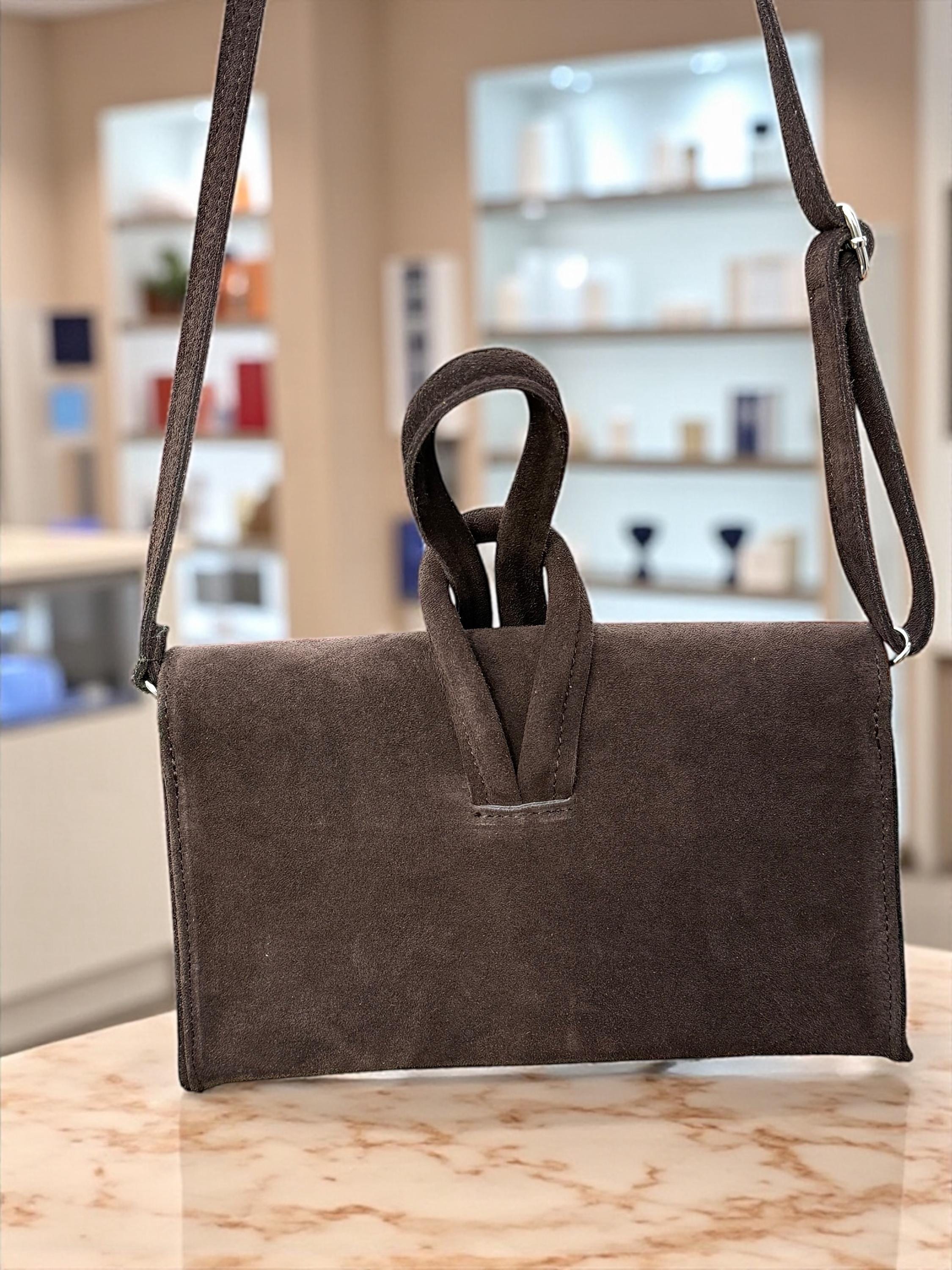 Camel suede Knot-Handled Handbag