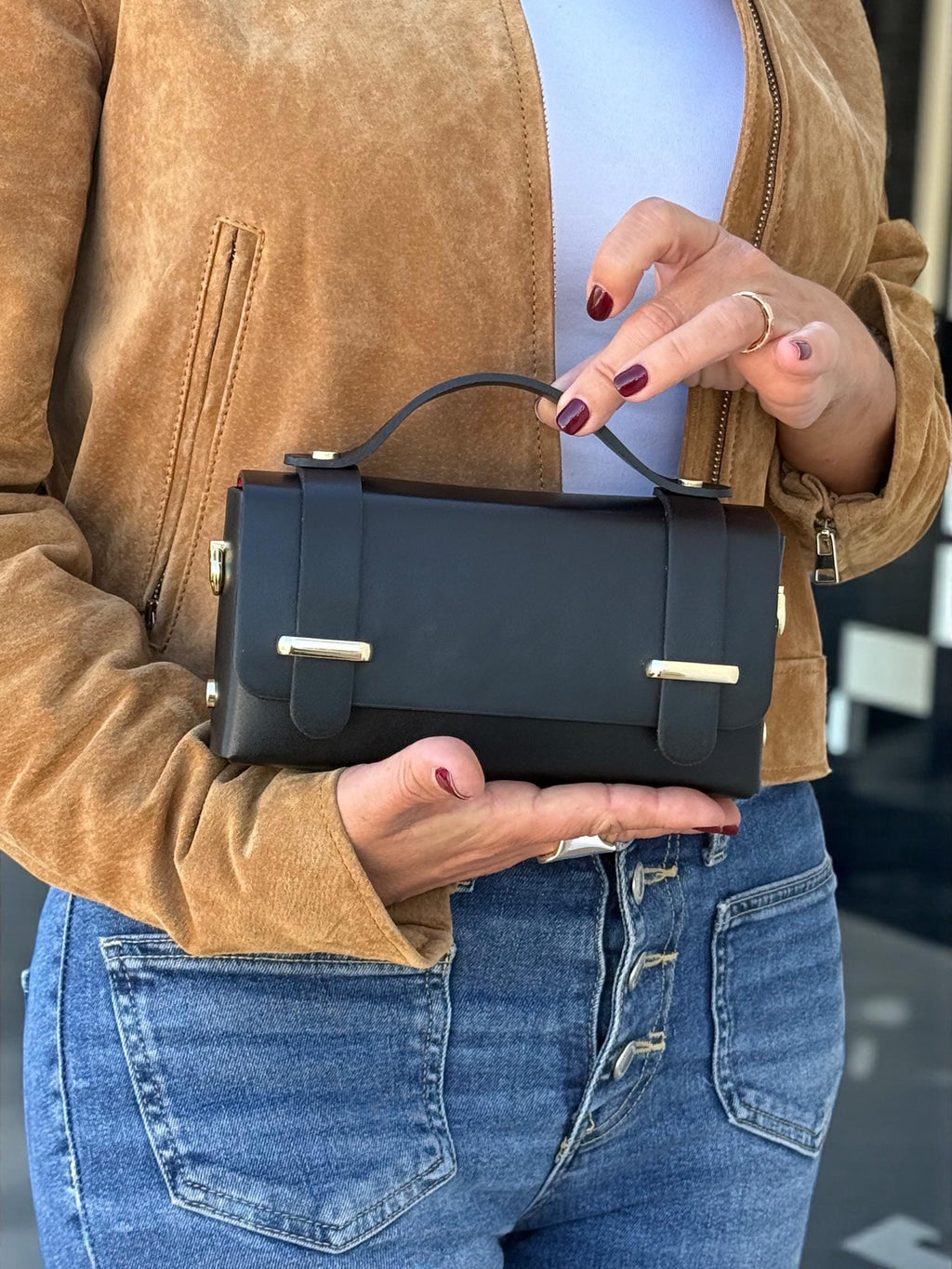 Leather Structured Mini Box Bag