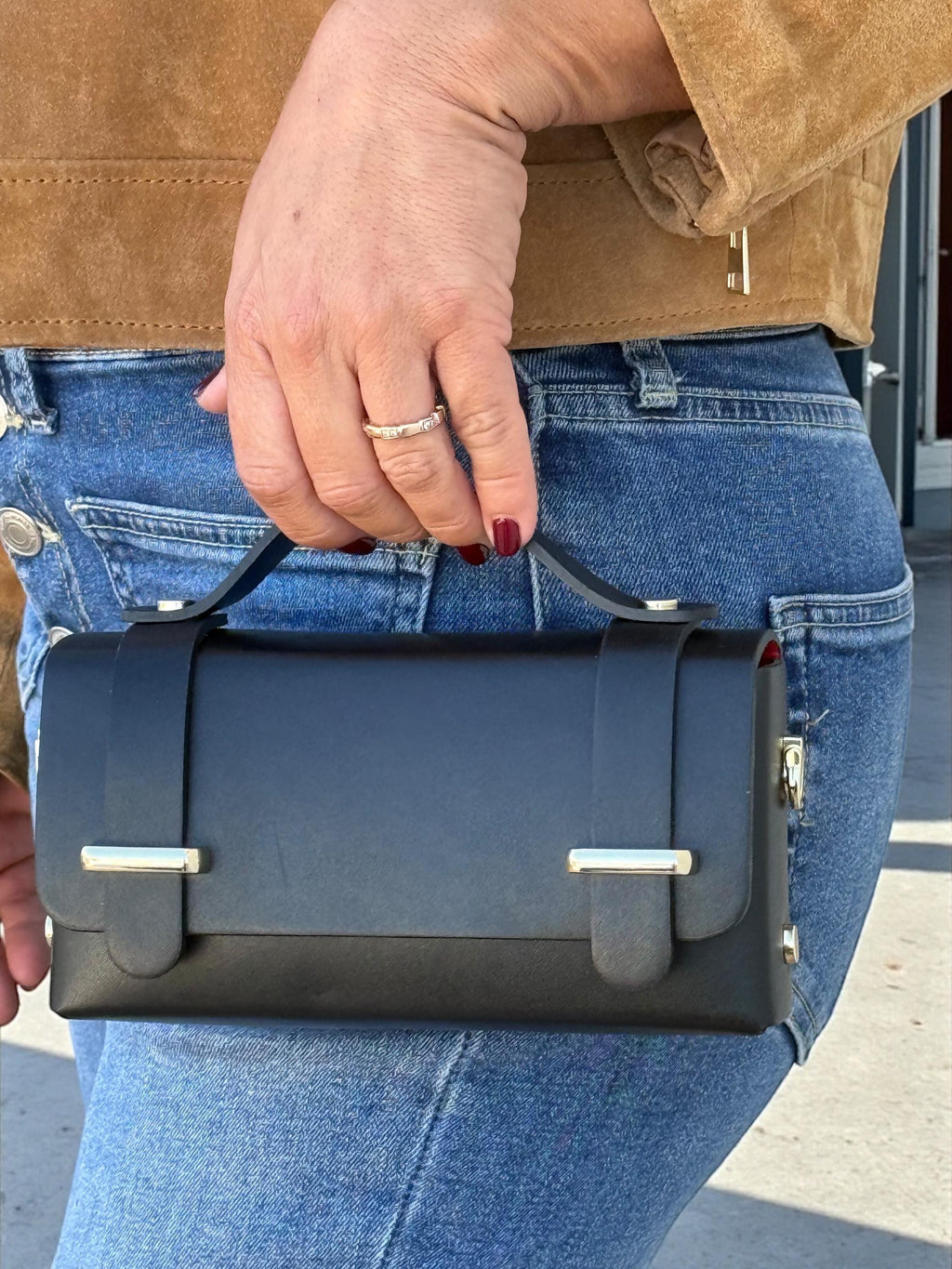 Leather Structured Mini Box Bag