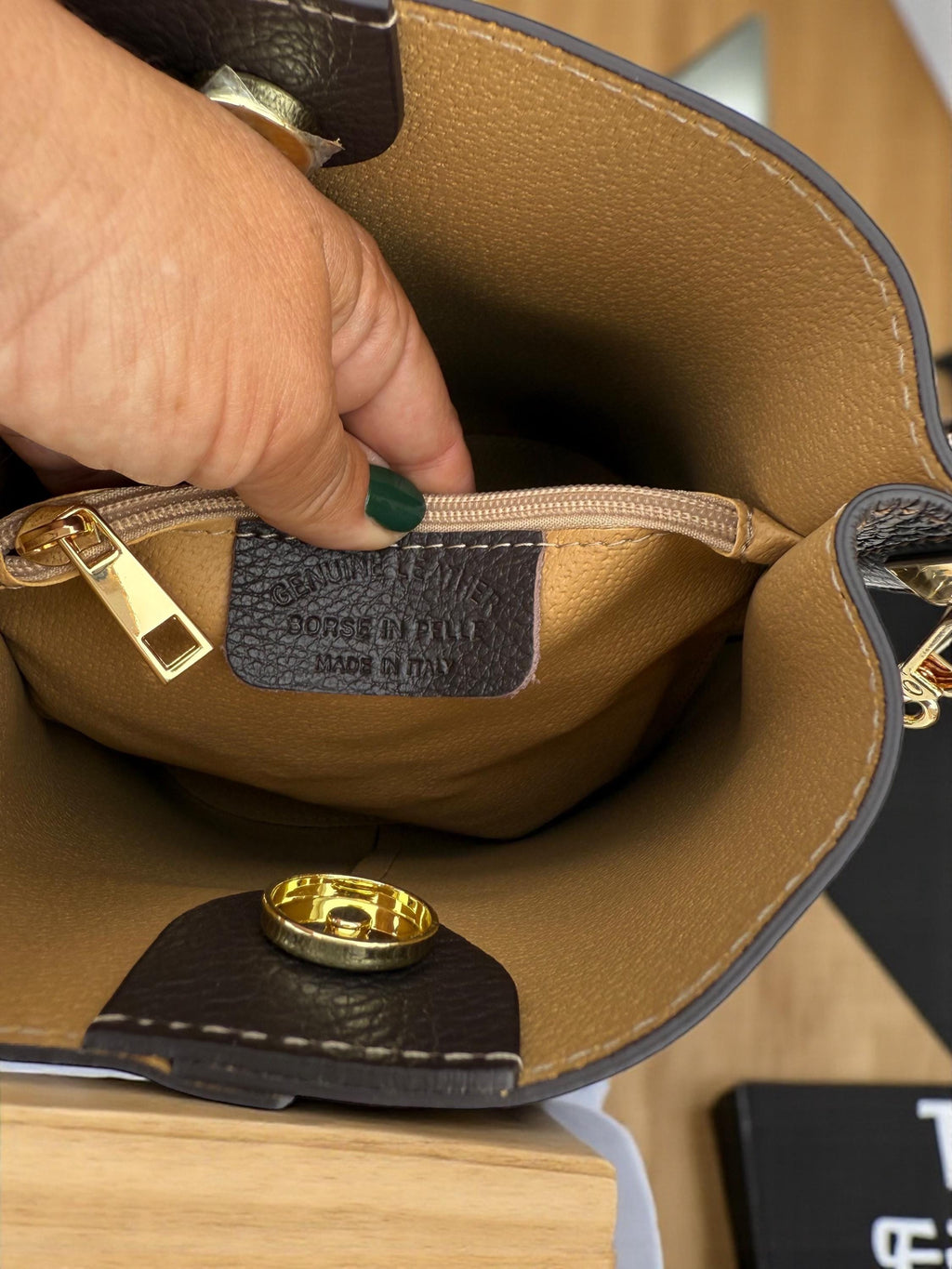 Genuine Leather chocolate dark brown Bucket Bag