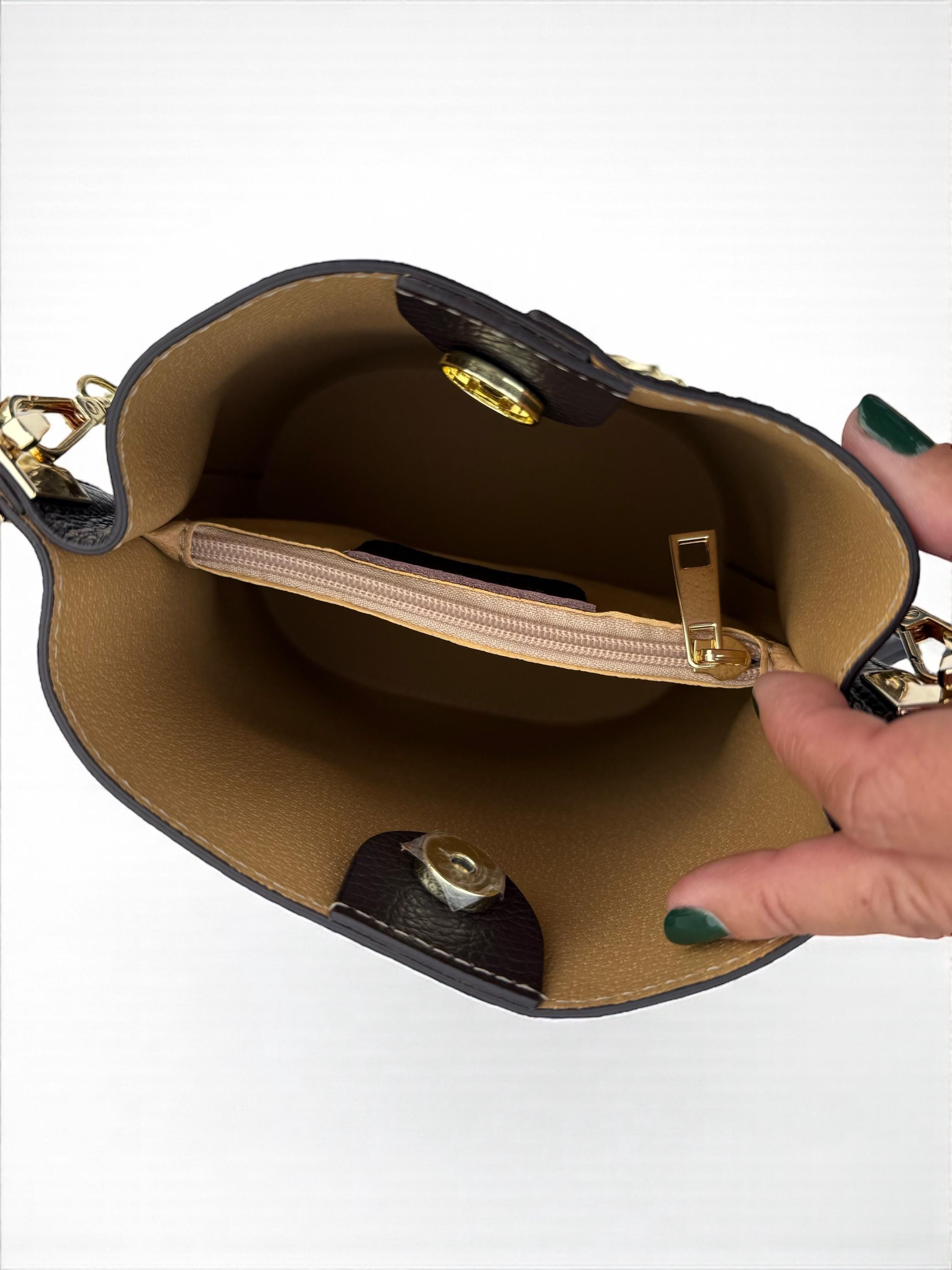 Genuine Leather chocolate dark brown Bucket Bag