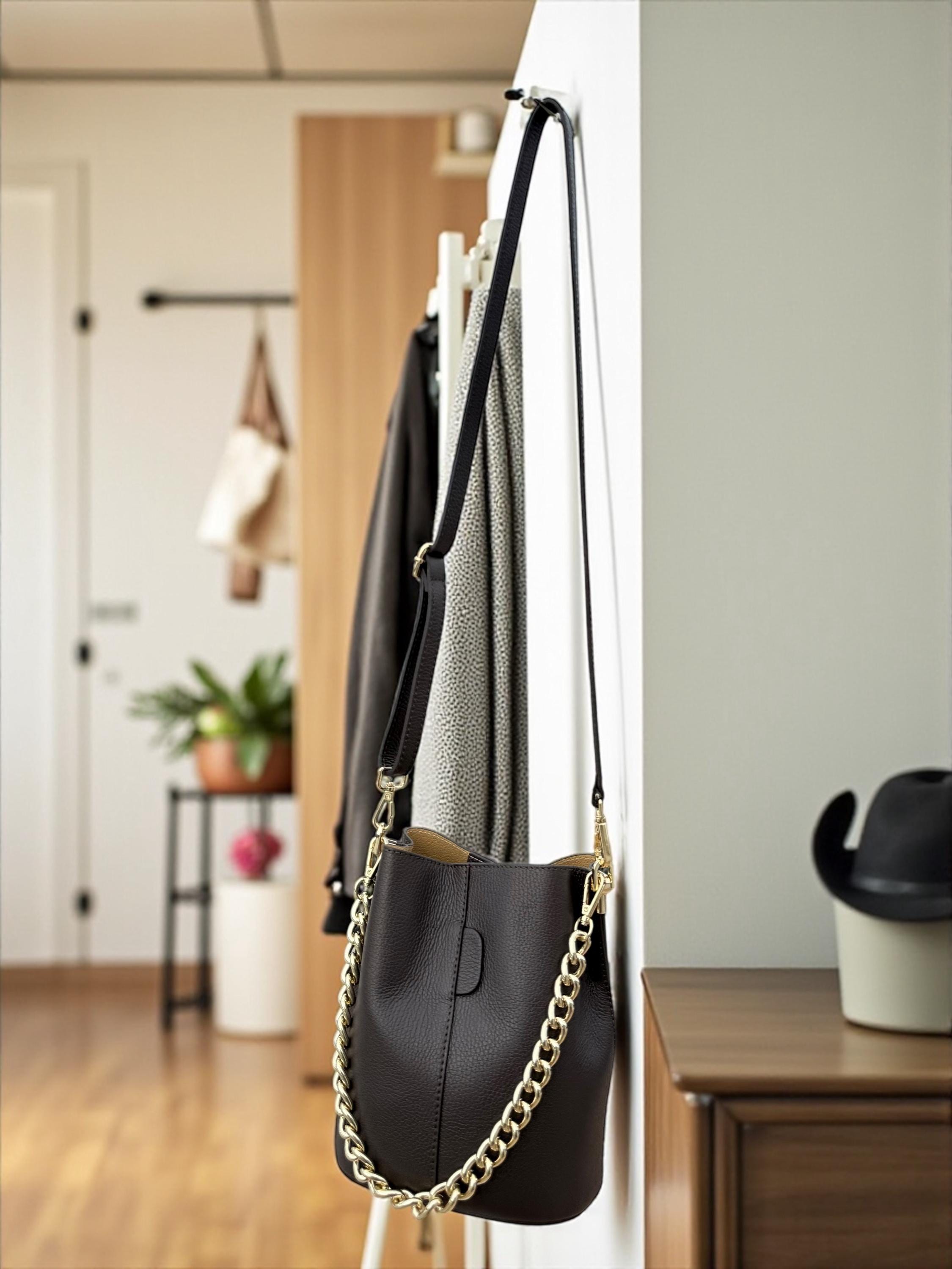 Genuine Leather chocolate dark brown Bucket Bag