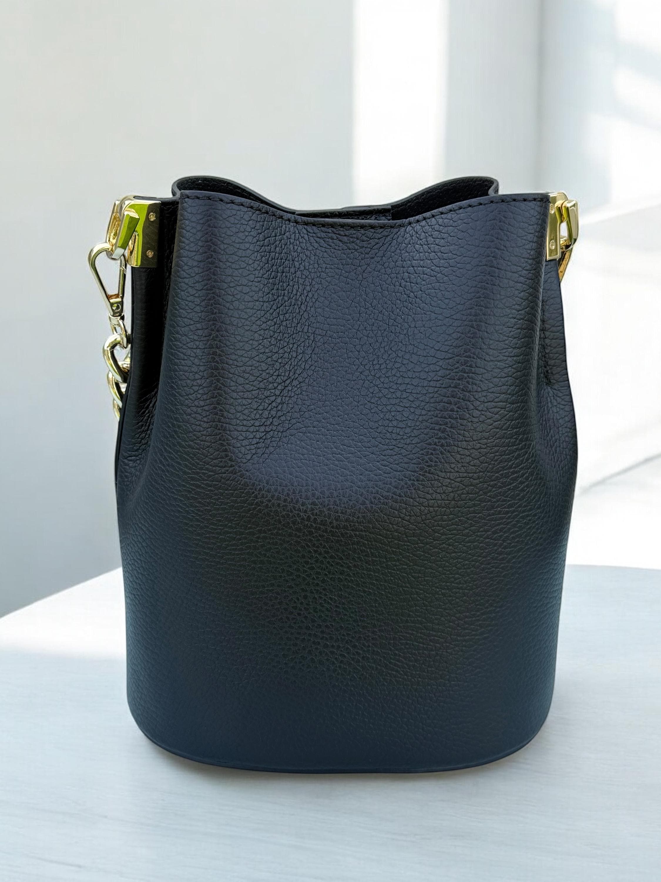 Genuine Leather chocolate dark brown Bucket Bag