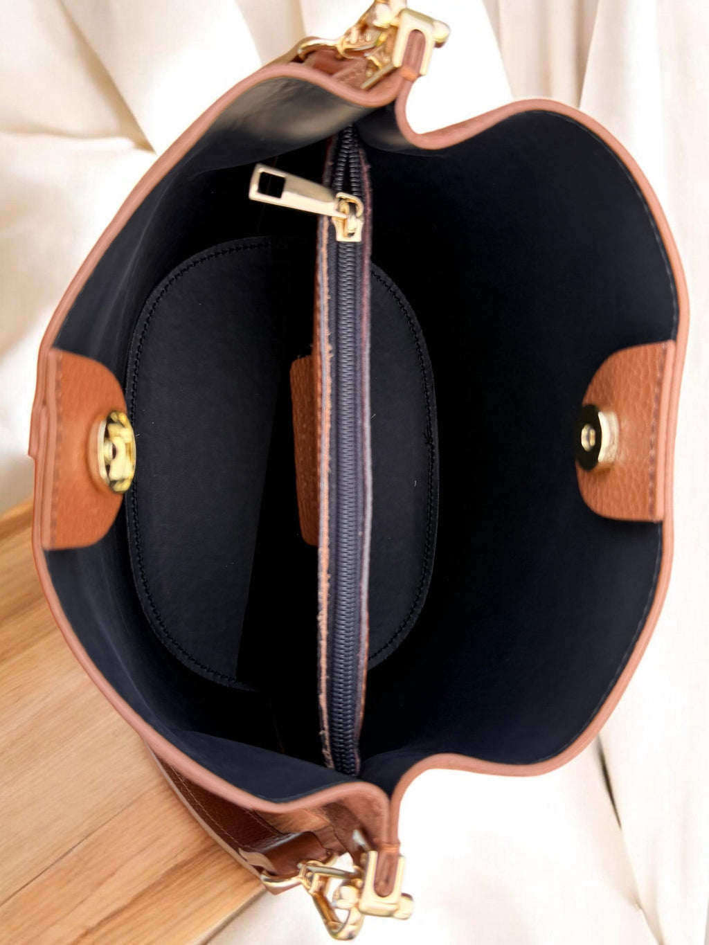 Genuine Suede Camel Brown medium size Bucket Bag