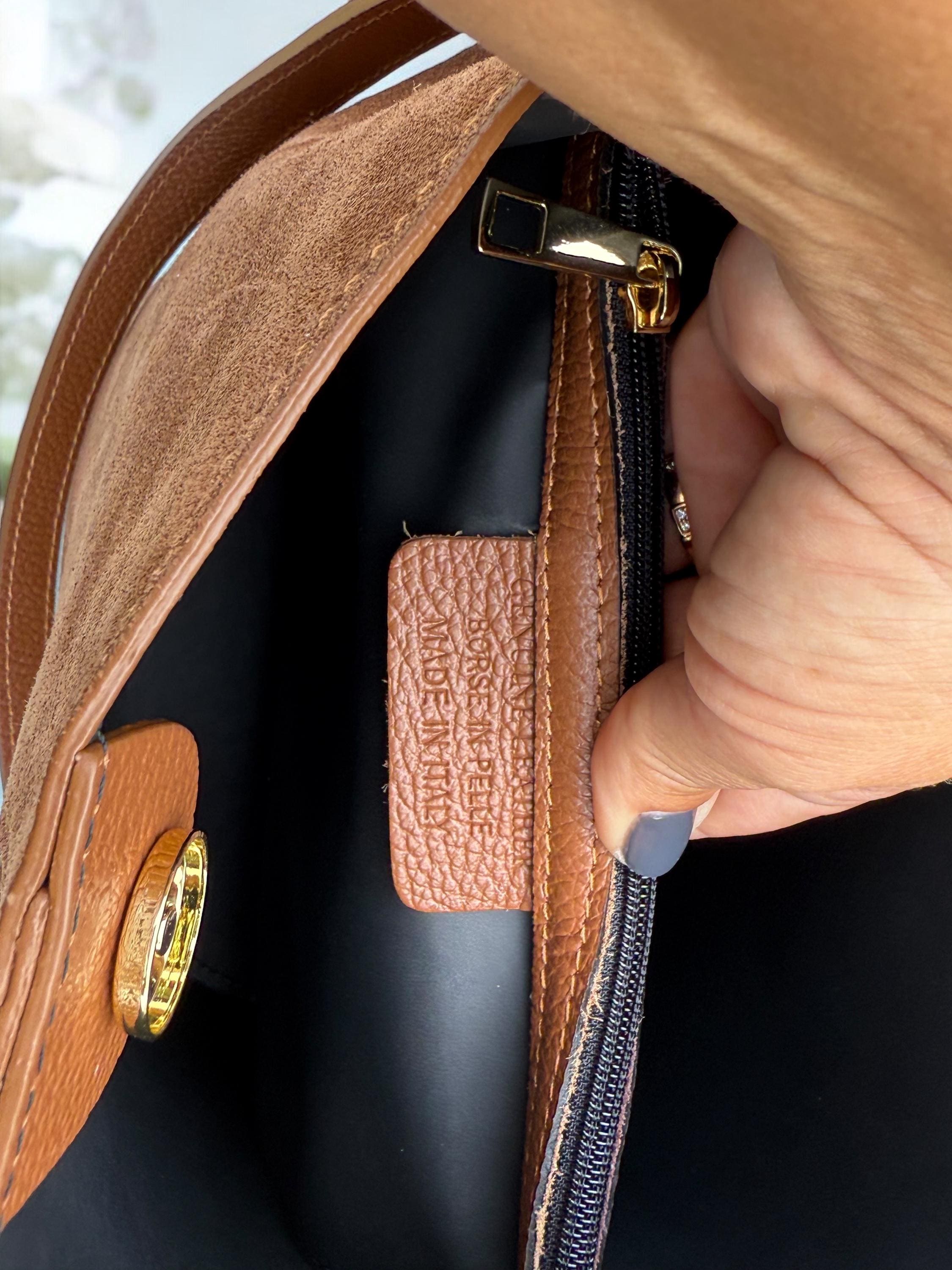 Genuine Suede Camel Brown medium size Bucket Bag