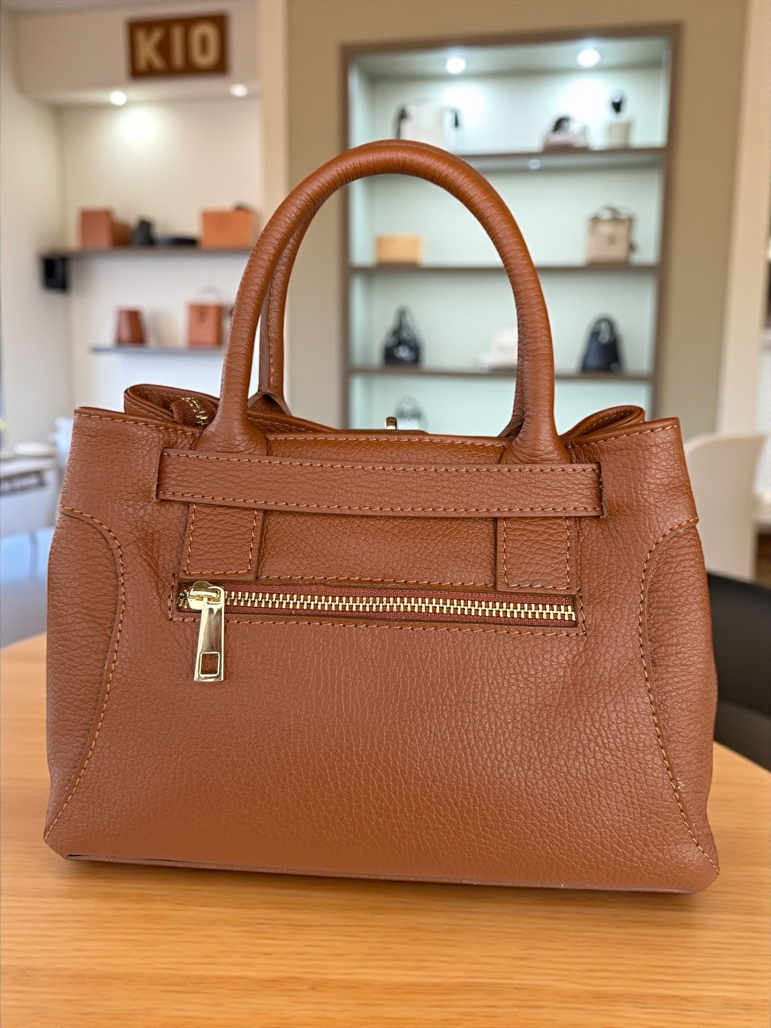 Pebbled  Leather Top-Handle Handbag