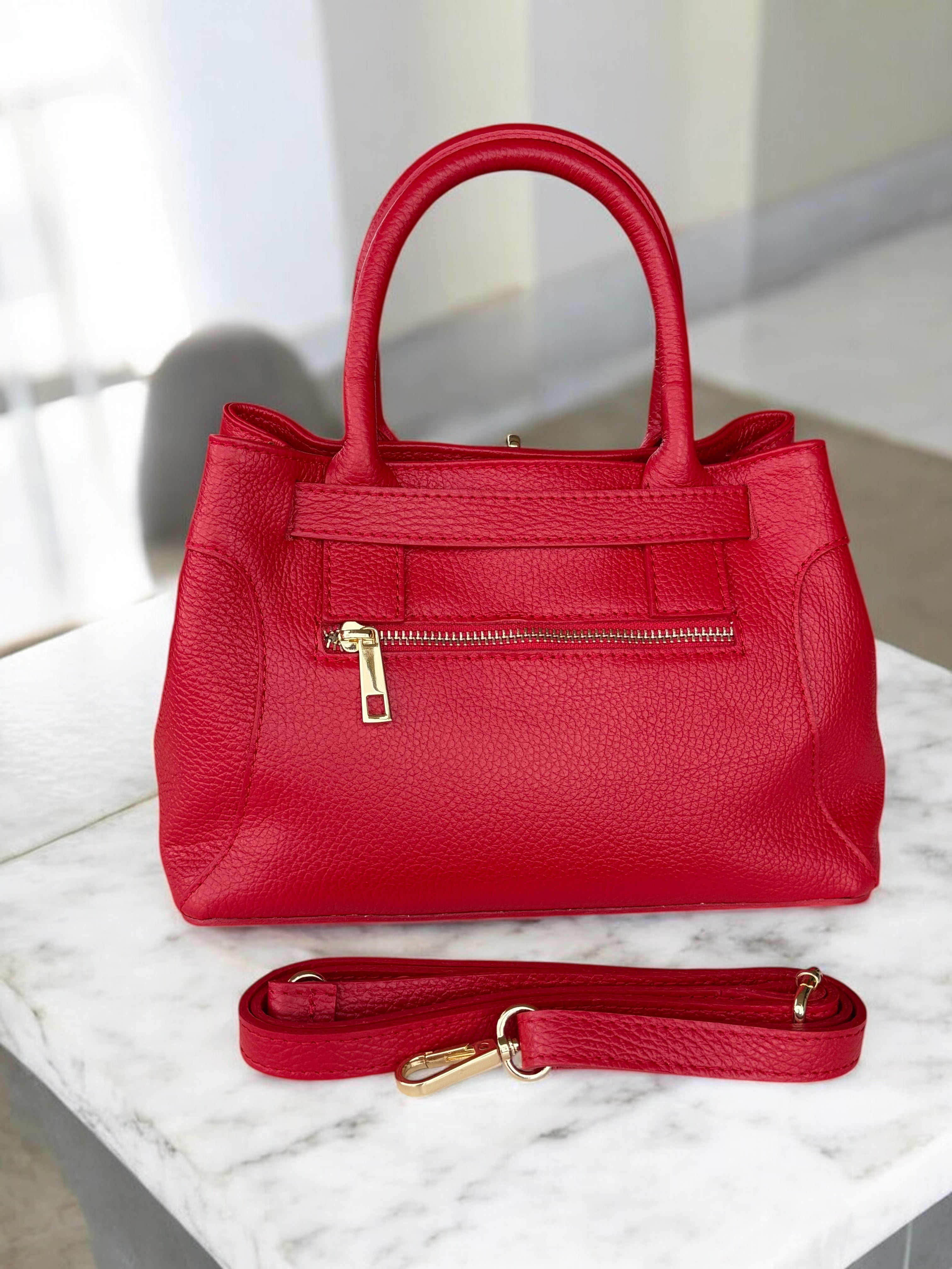 Pebbled  Leather Top-Handle Handbag