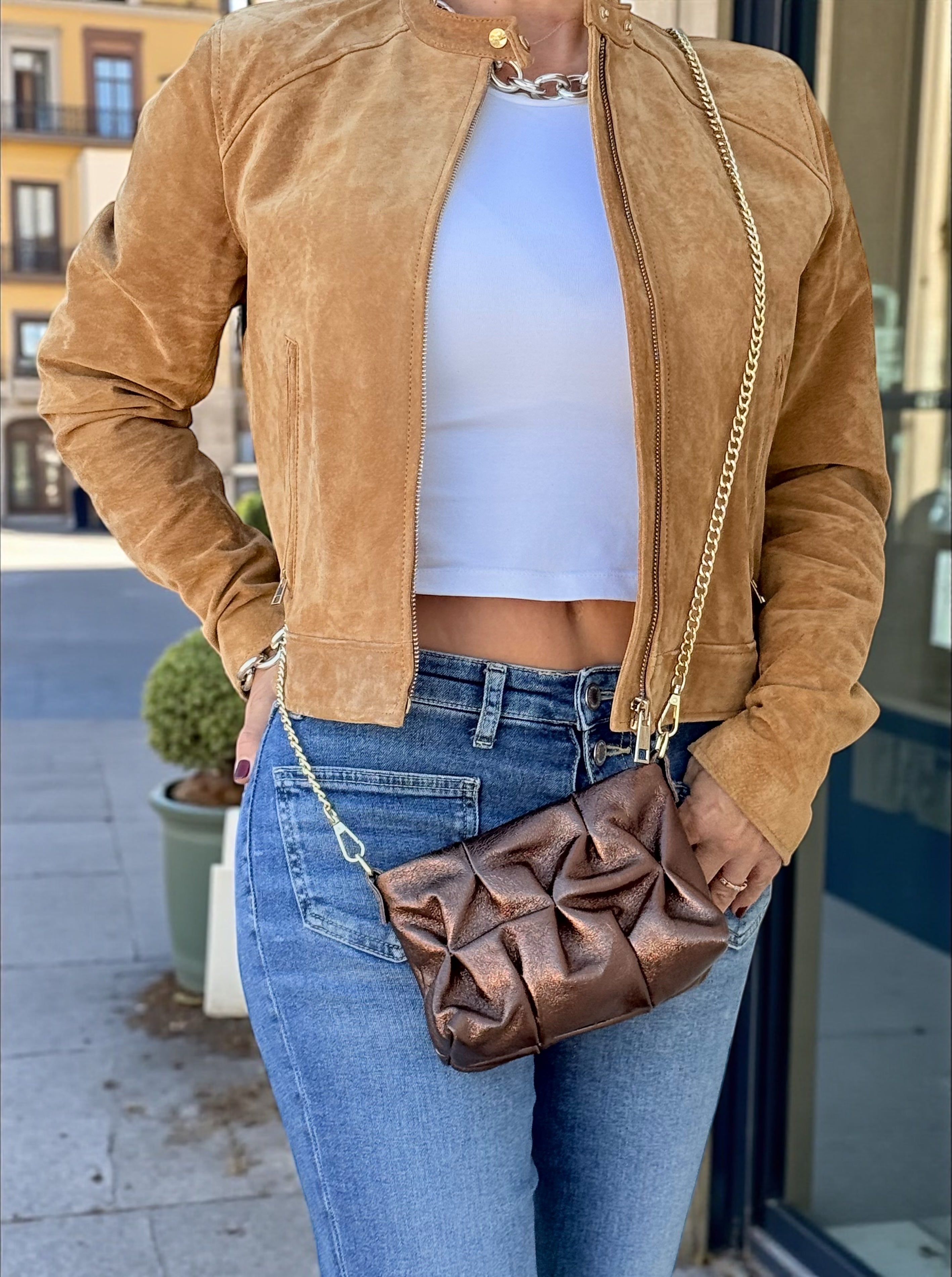 Mini Metallic Ruched Clutch – Genuine Italian Leather