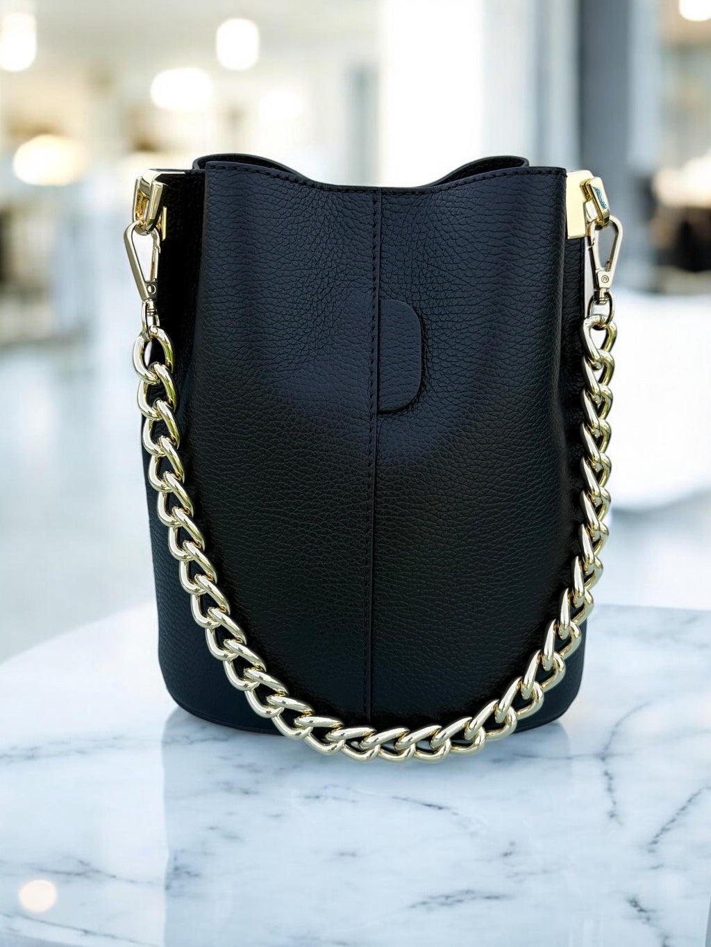 Classic black bucket bag