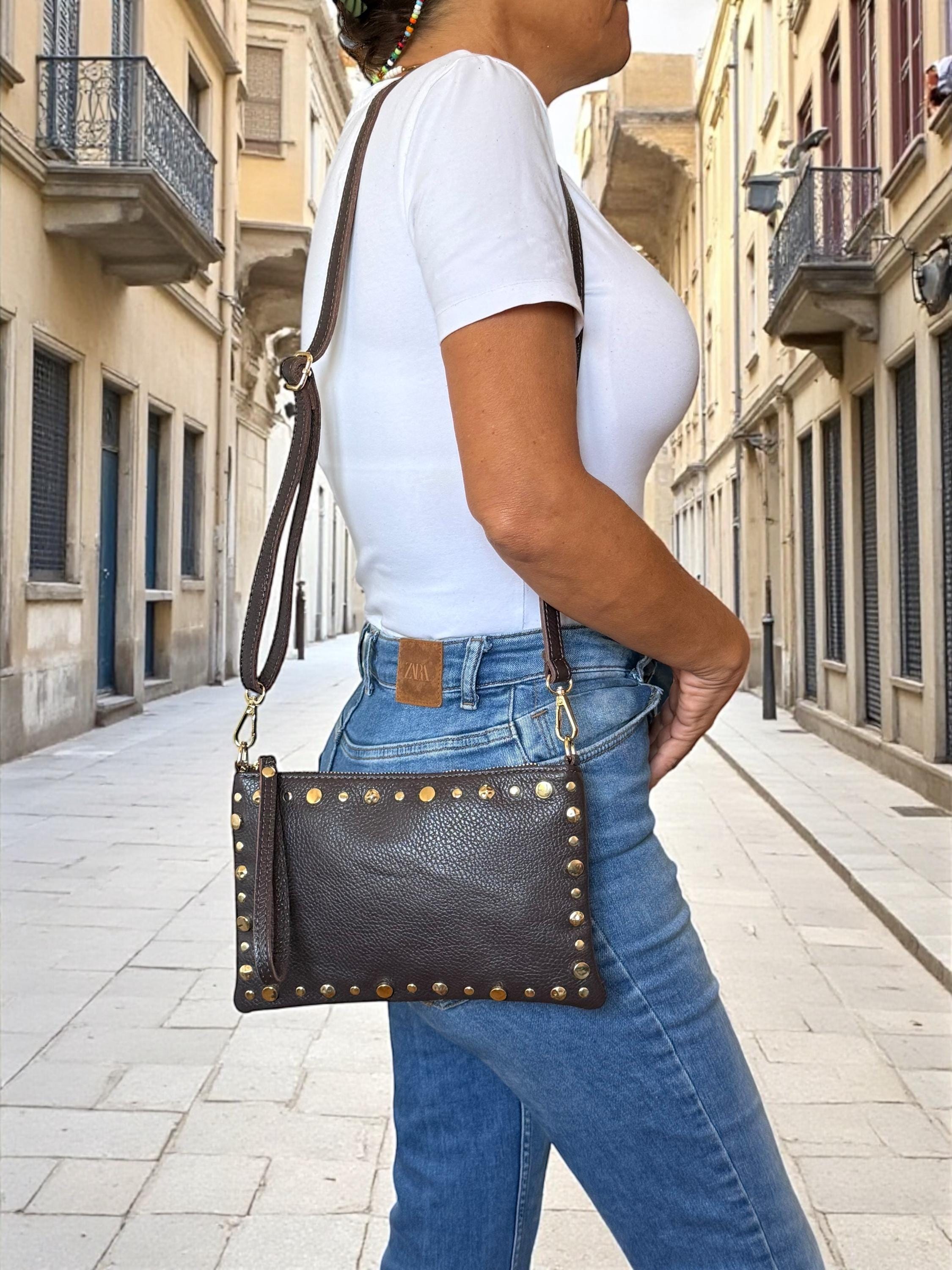 Brown studded leather crossbody Paloma Palomo