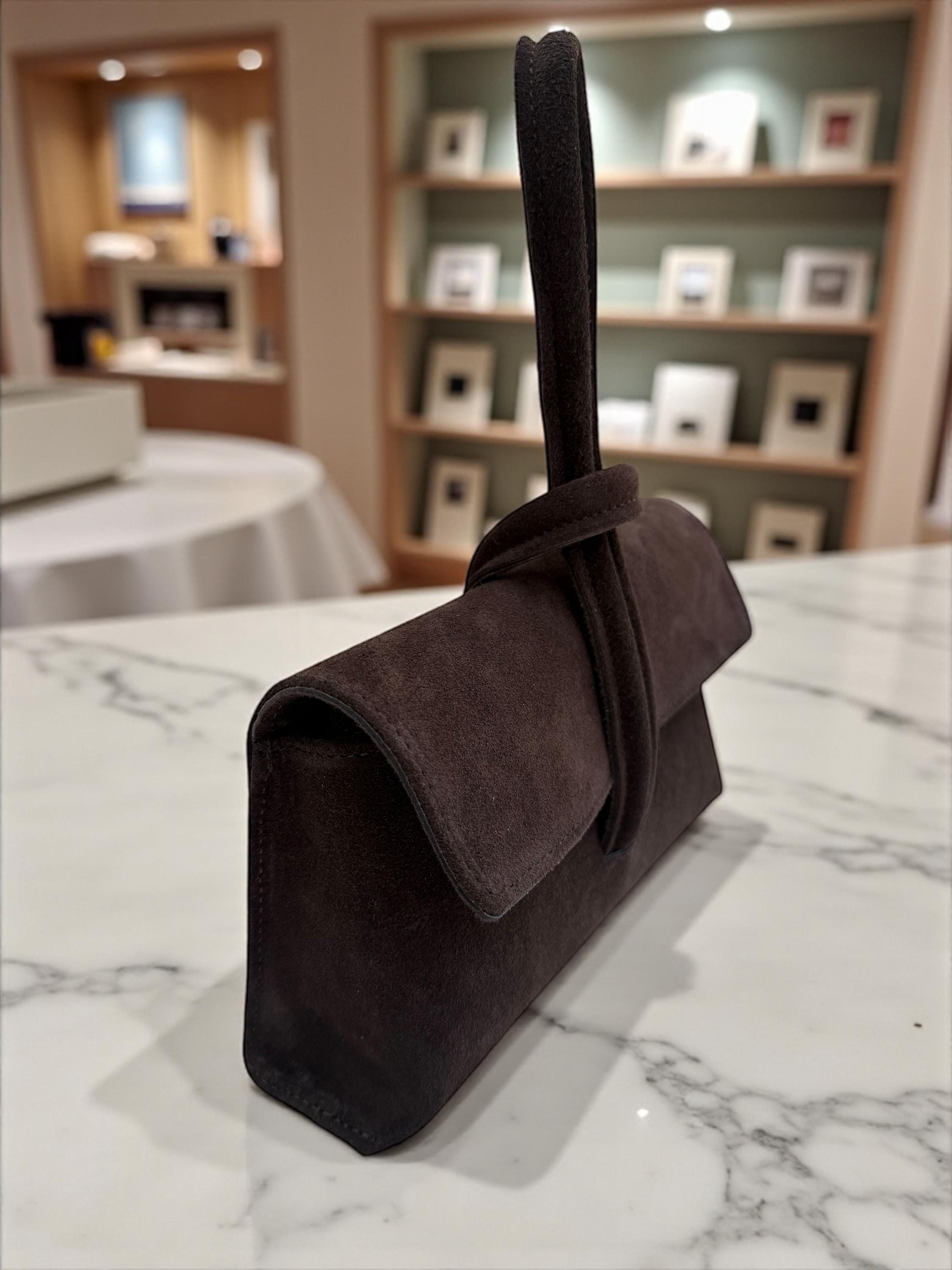 Chocolate brown suede  handbag