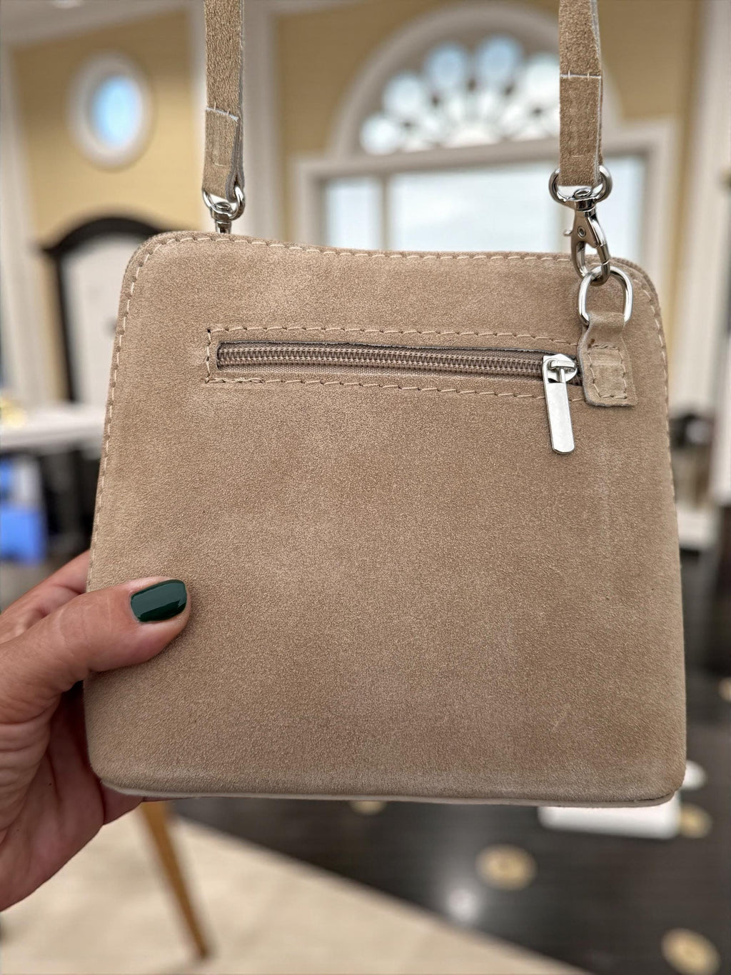 Crossbody mini bag in taupe suede Black view Paloma Palomo