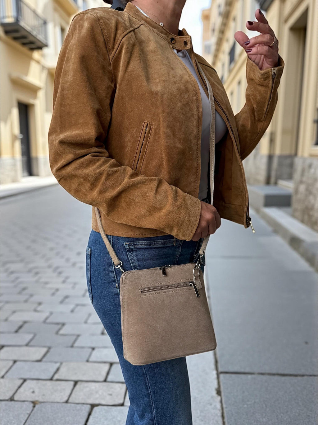 Crossbody suede taupe structure mini bag Paloma Palomo