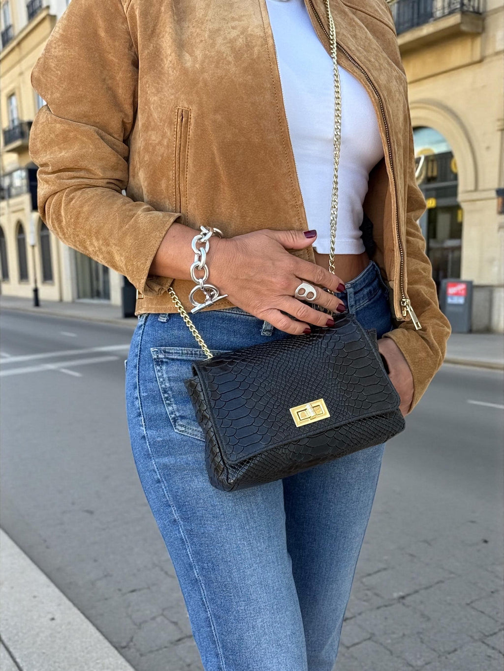 Classic embossed mini bag